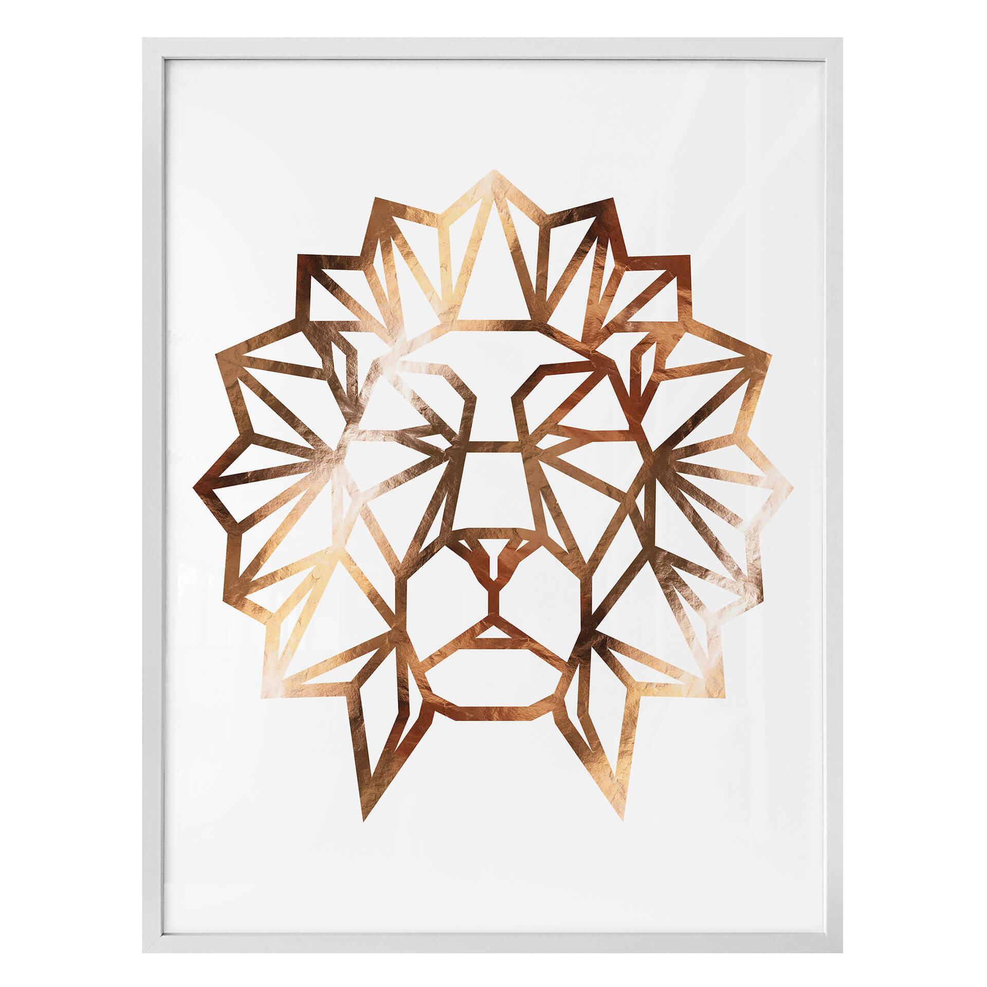 Plakat - Origami Løvehoved - Kobbereffekt