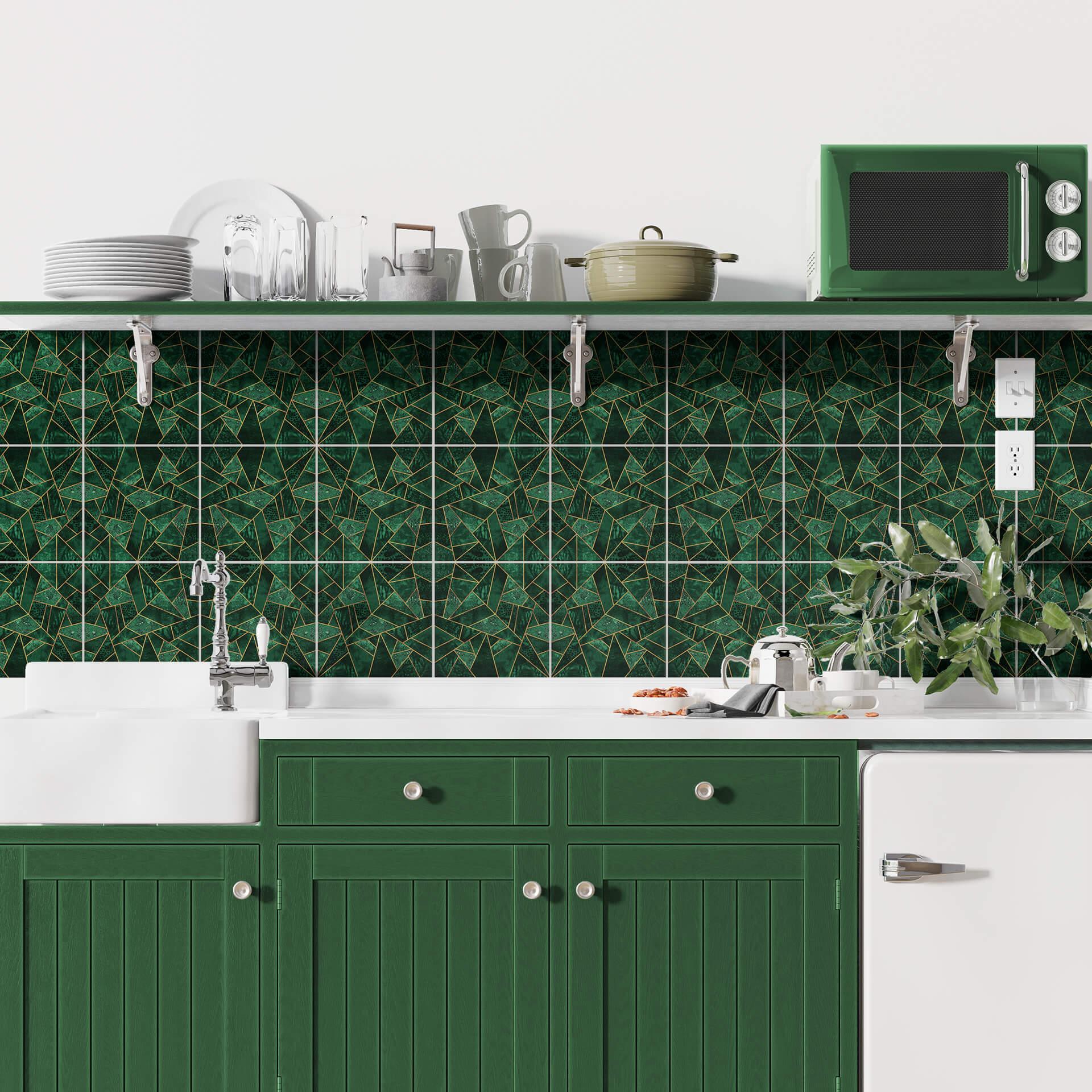 Azulejos Adhesivos Fredriksson - Verde esmeralda oscuro - Lote de 12
