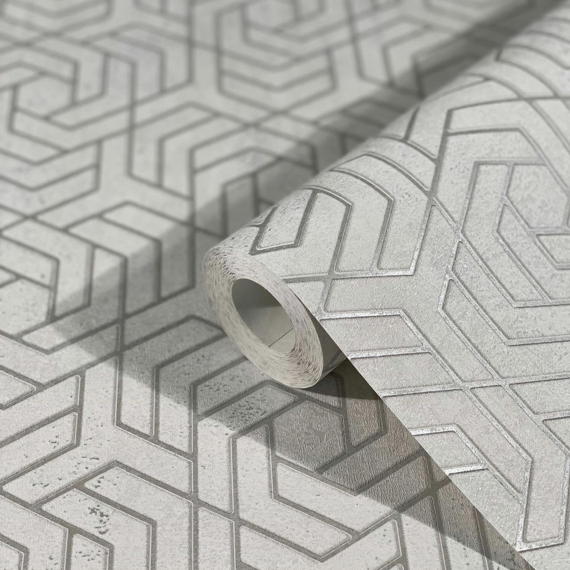 3D-look grå grafisk non-woven tapet