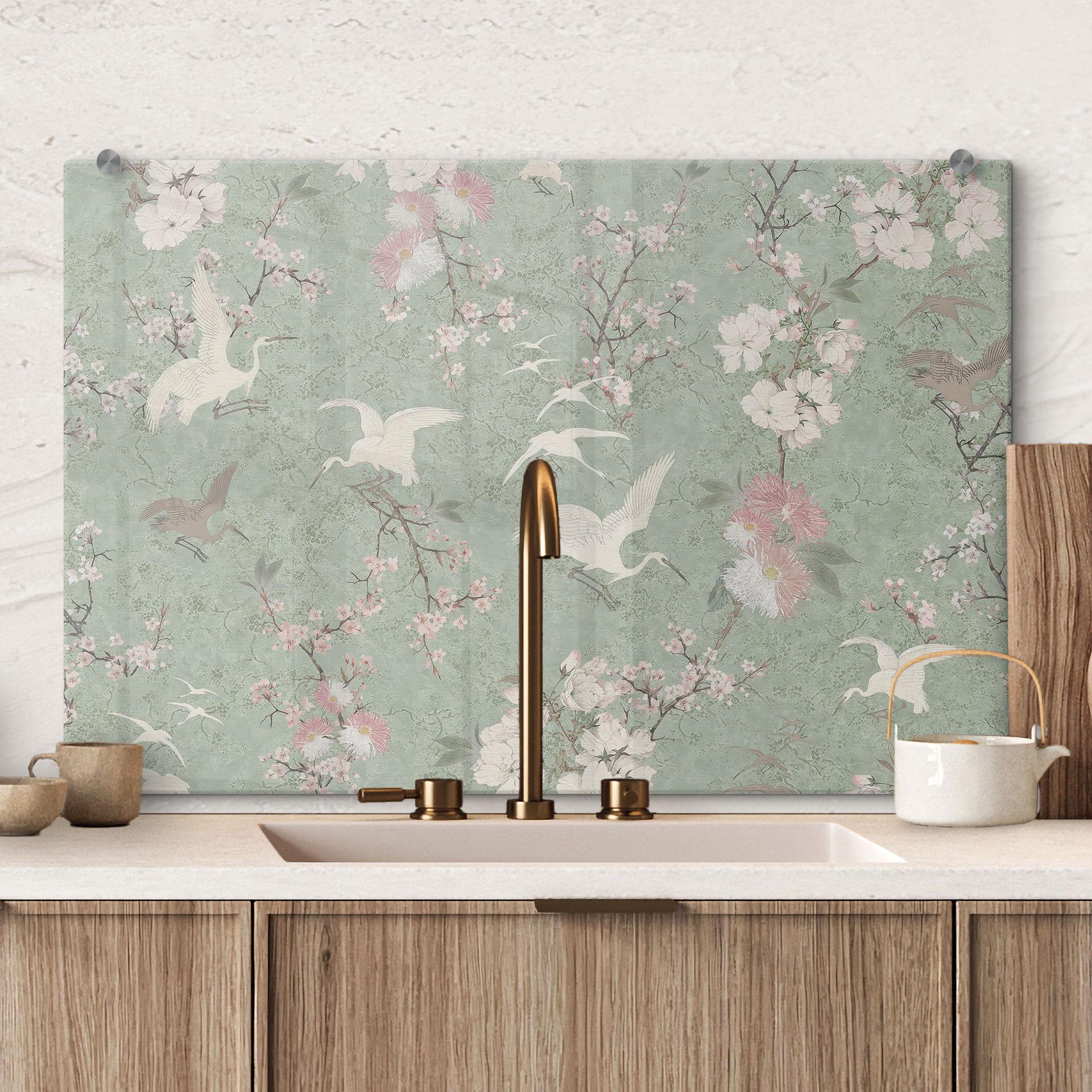 Stænkplade Kraner i kirsebærblomstrende grøn - Bloomery Decor