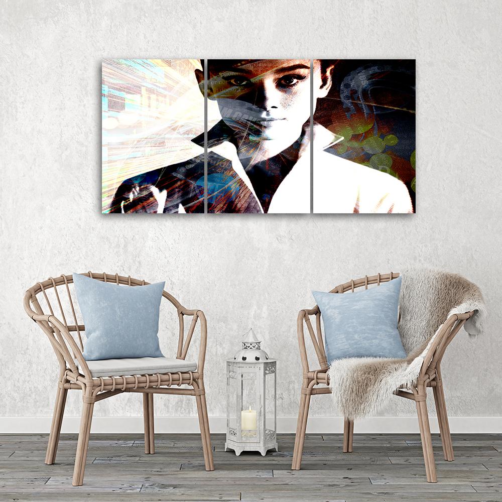 3 stykke lærredstryk, Audrey Hepburn