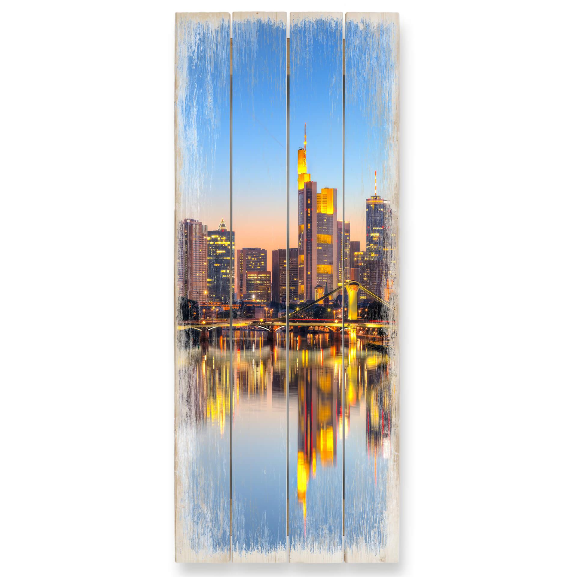 Cuadro de madera Luces de Frankfurt - Panorama