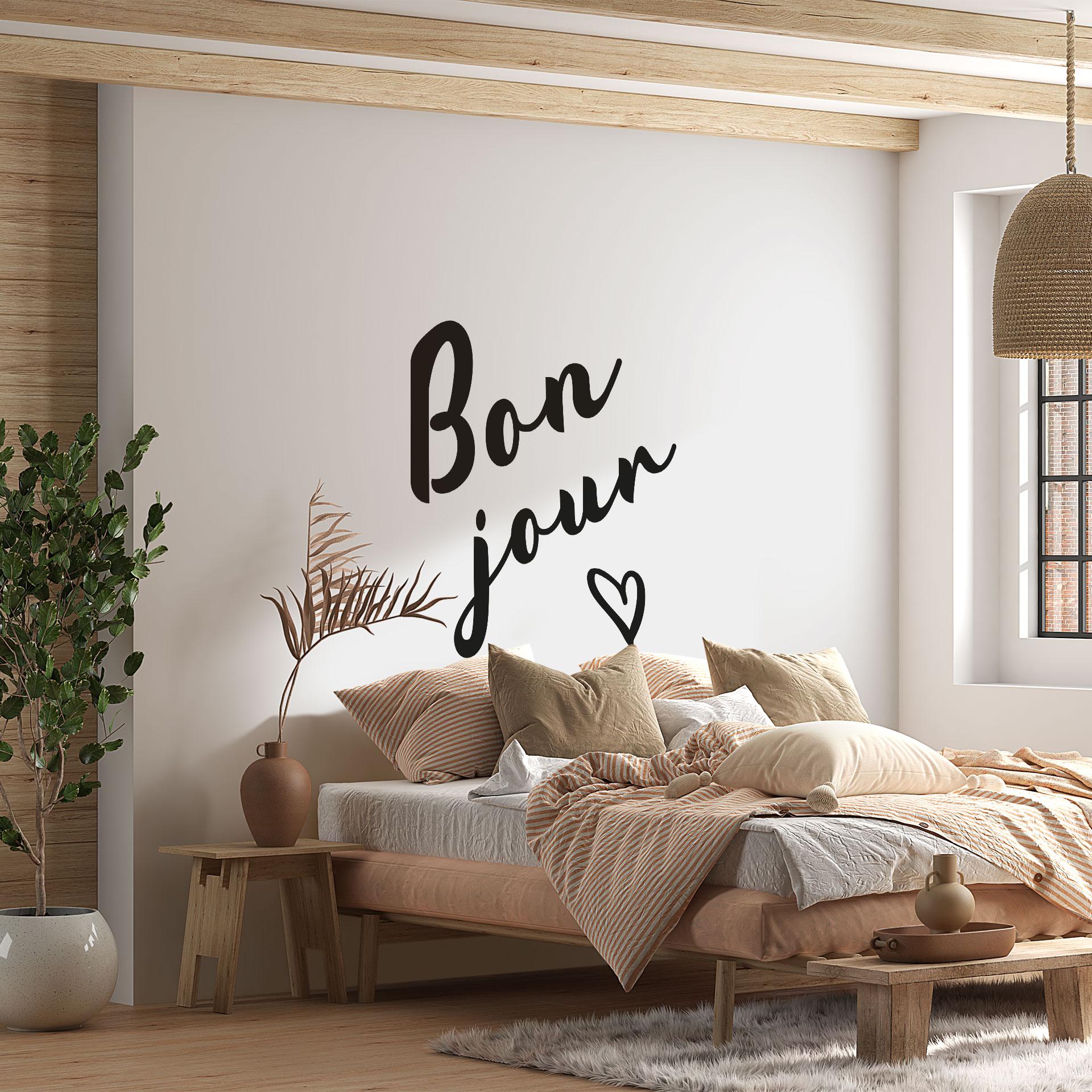 Spruch Wandtattoo Bonjour mit Herz
