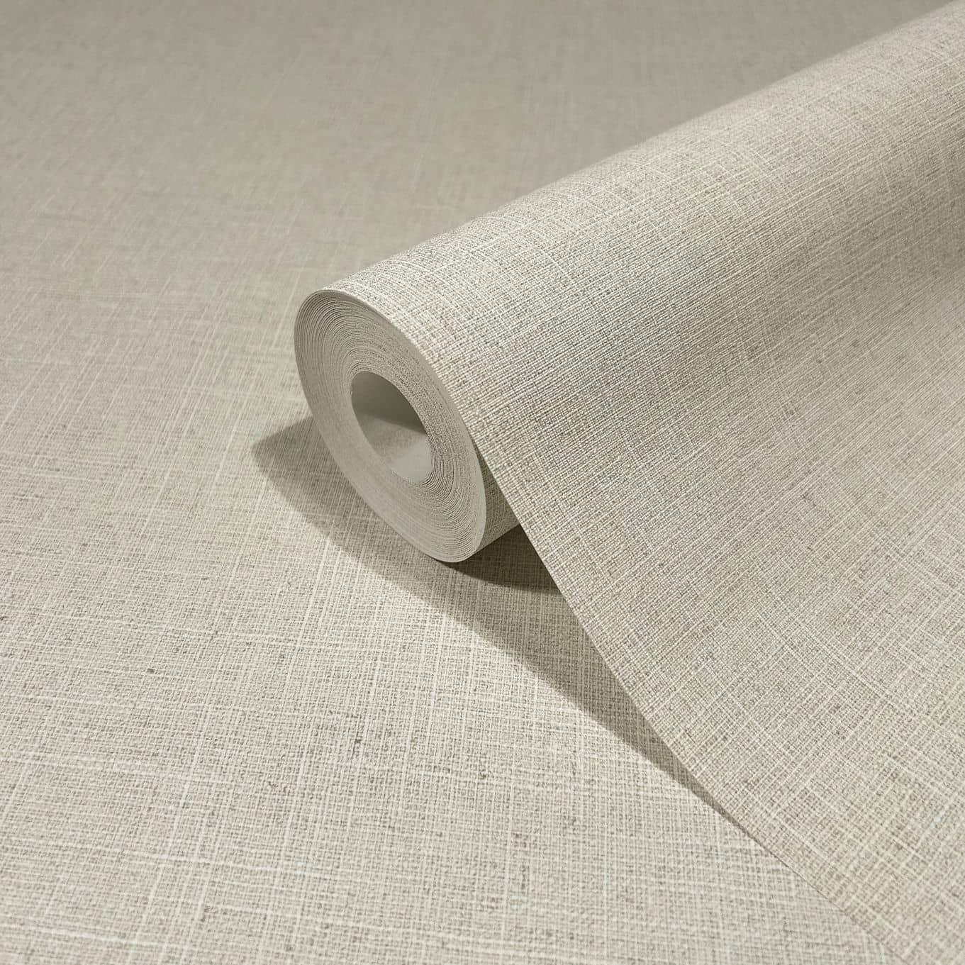 Vliesbehang in textiel effen look beige effen