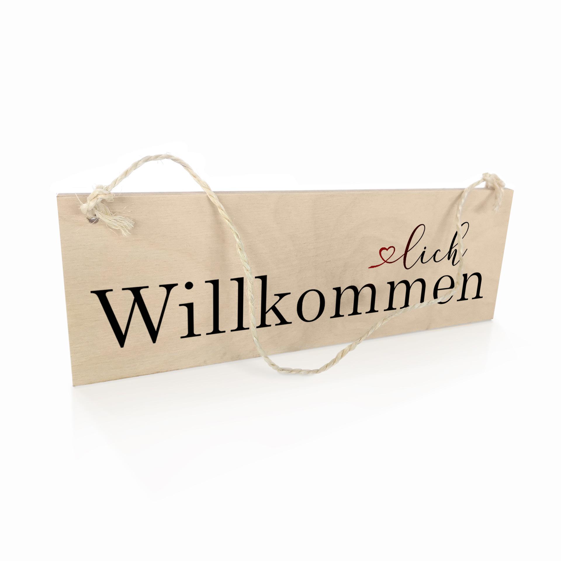 Holzschild Herzlich Willkommen