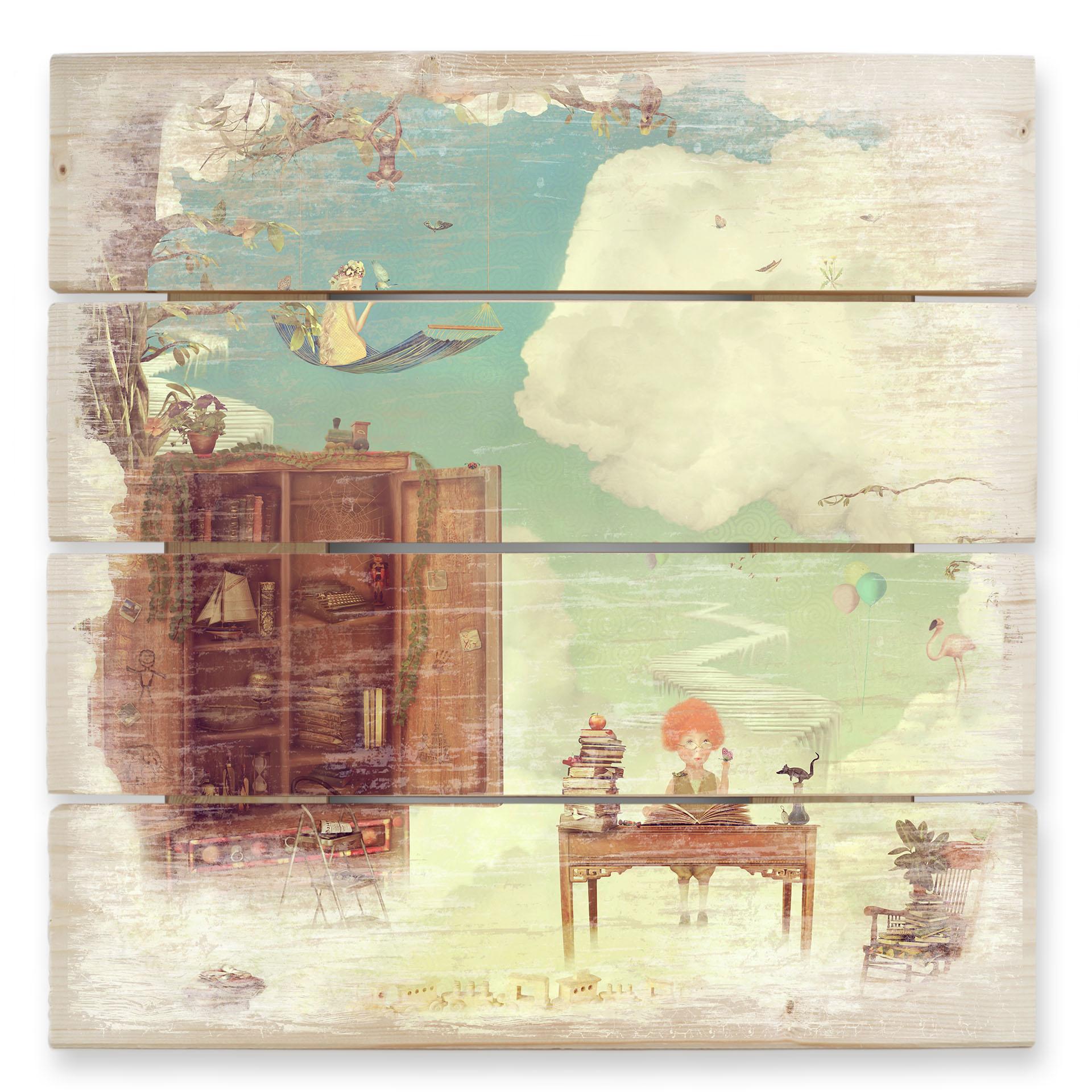 Cuadro de madera Heavenly Life - 40x41,5 cm
