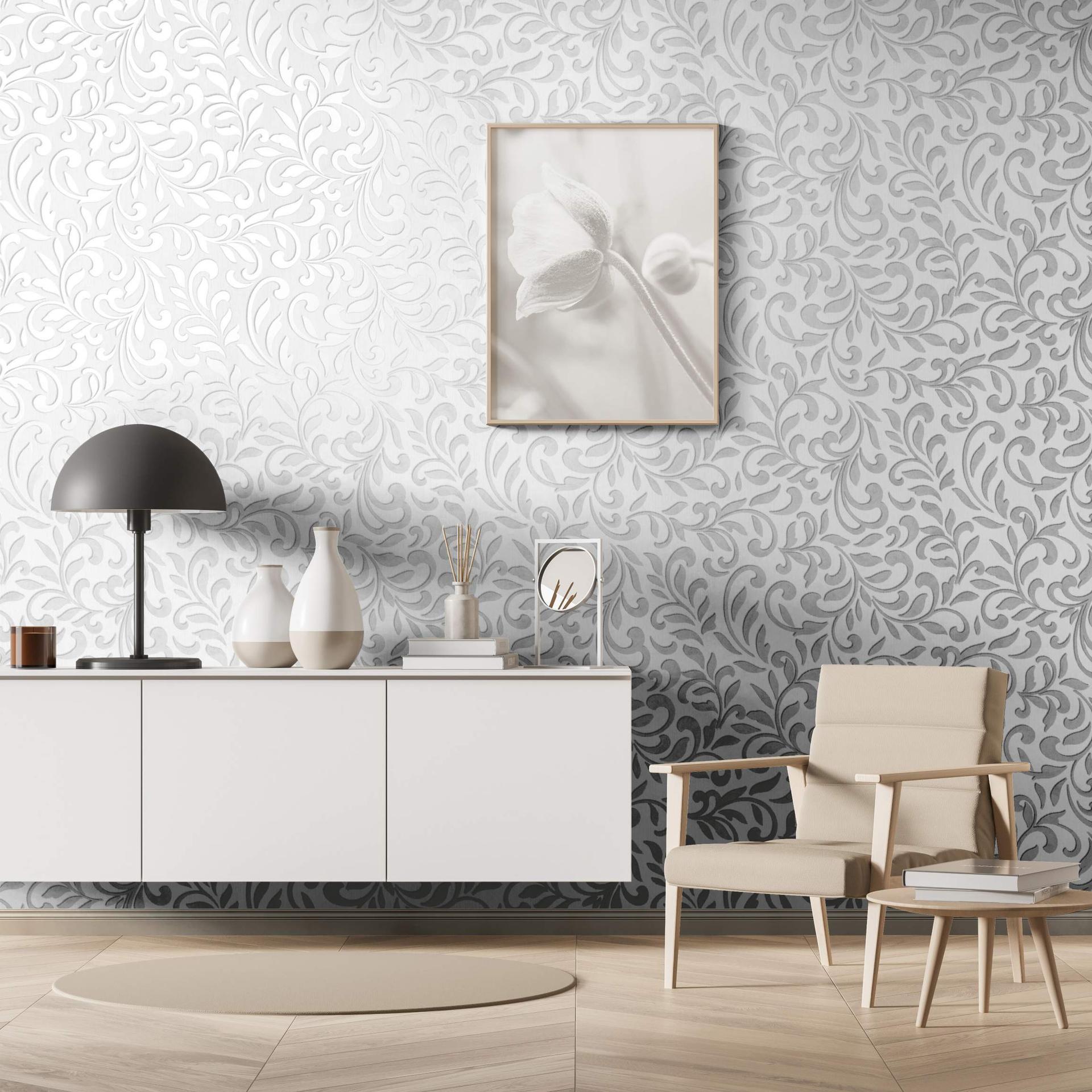 Grafisk tapet, non-woven Novamur Jackie grå, perlemor