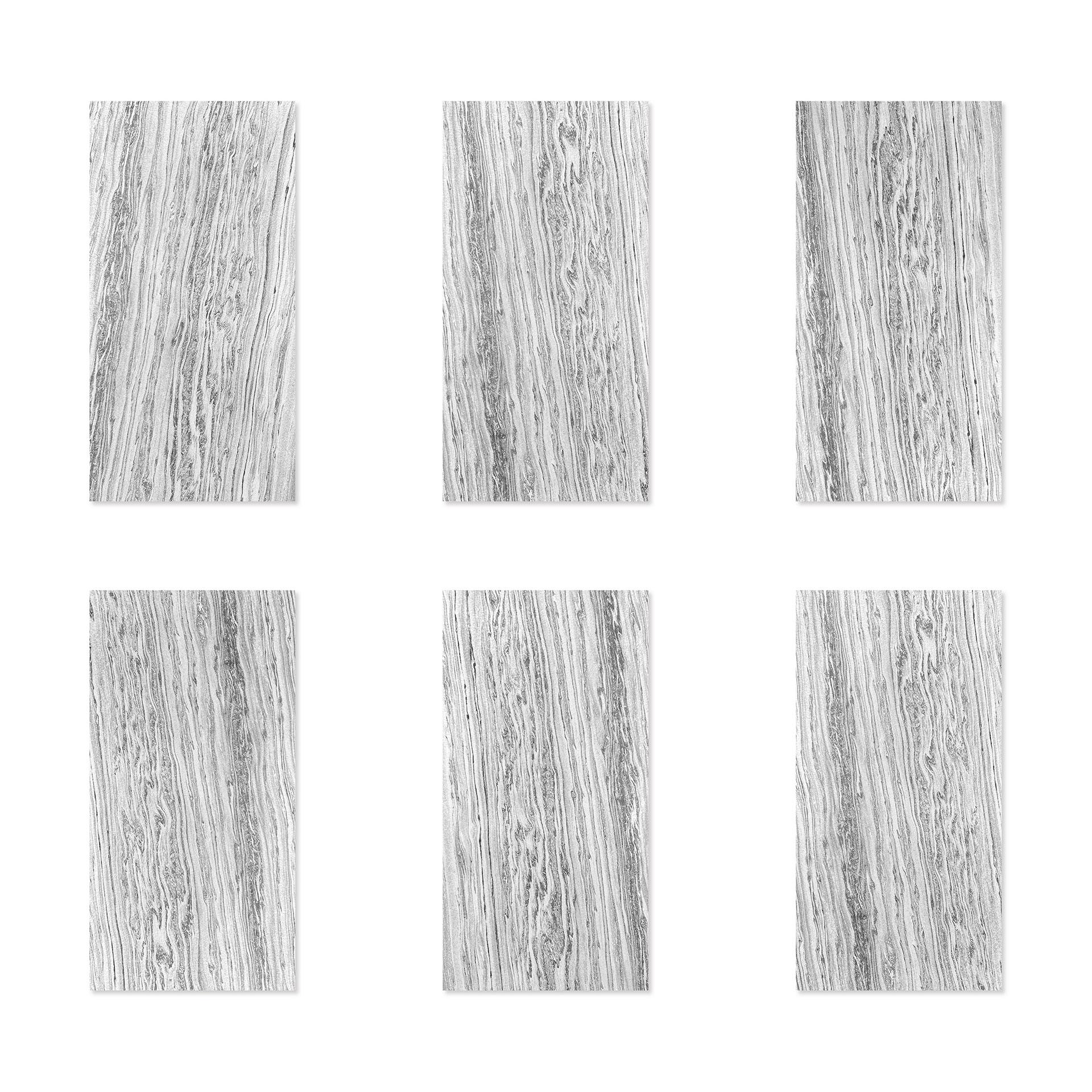 Echtstein - 3D Wandpaneel, Set aus 6 Natursteinplatten als luxuriöse Wandverkleidung - Polar Marmor