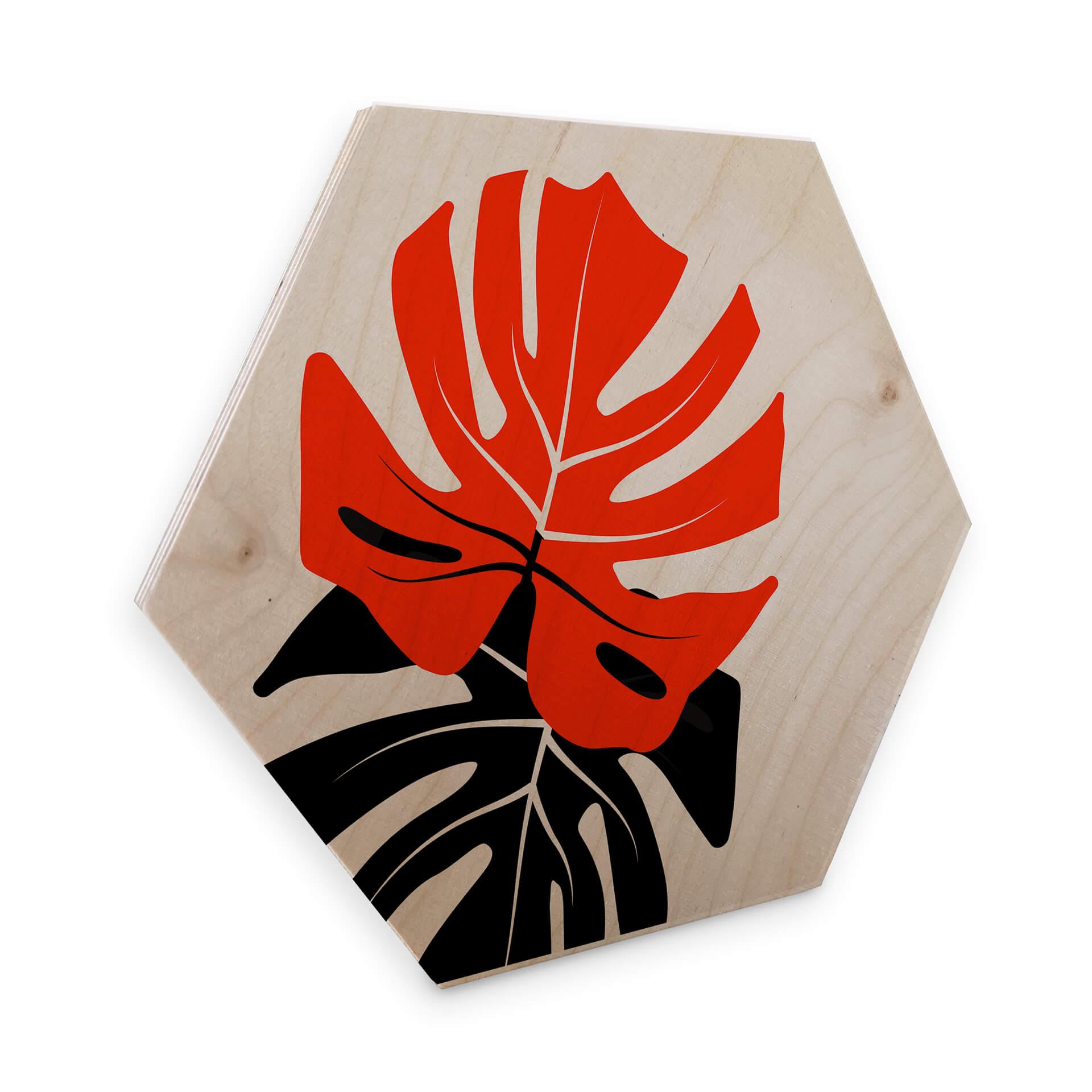 Hexagone - Placage bois de bouleau Kubistika - Duo de Monstera