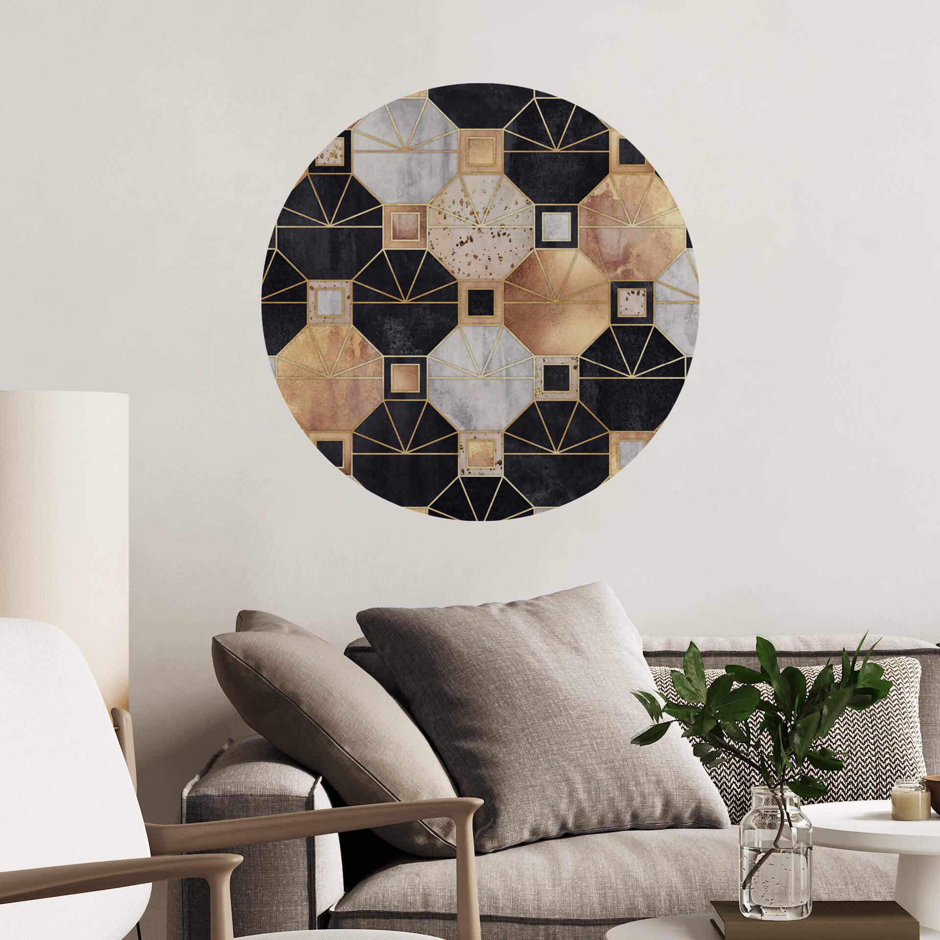 Wandtattoo Fredriksson - Art Deco: Gold und Schwarz - rund