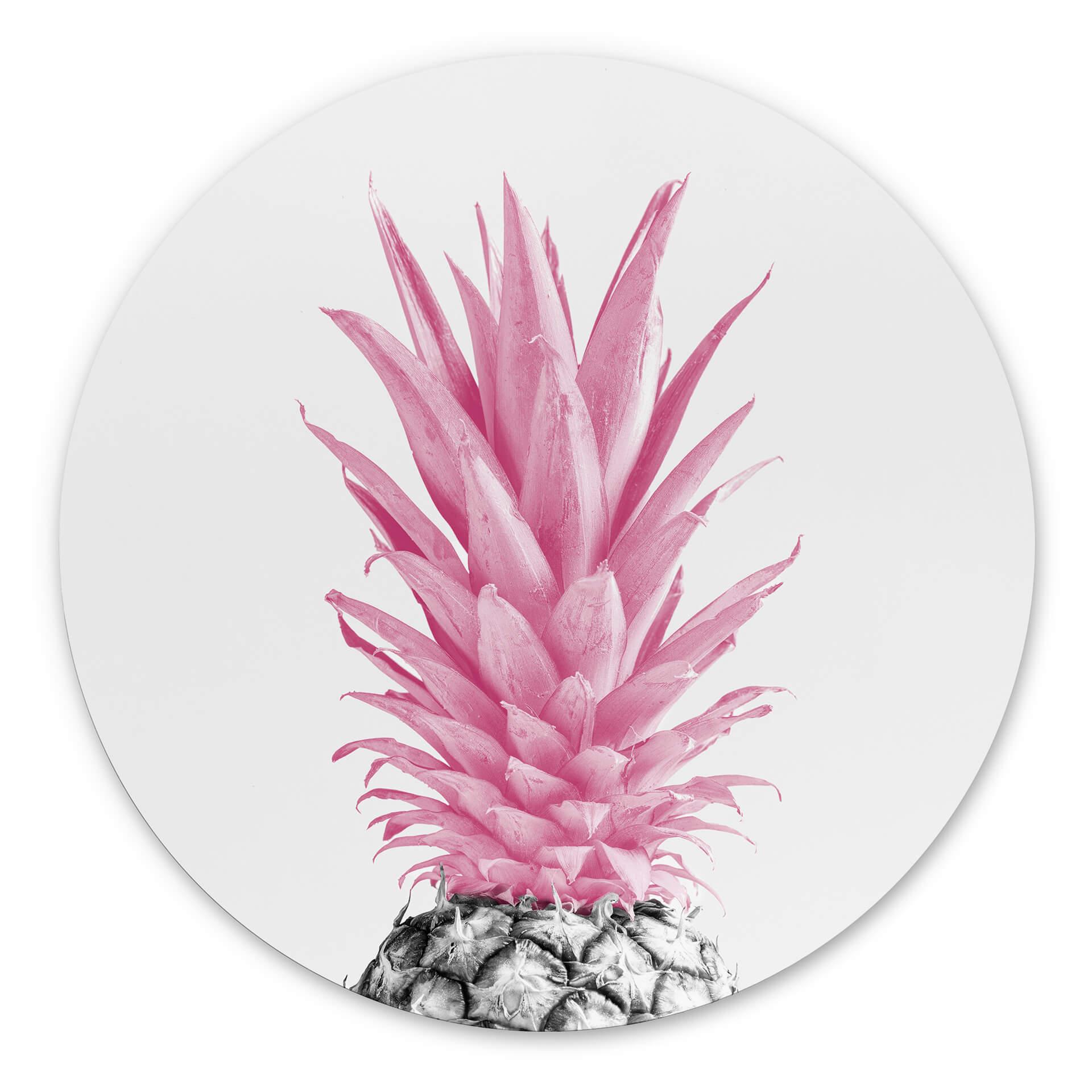 Vægcirkel 1X Studio - Pink Pineapple – print på aluminium (Alu-Dibond)