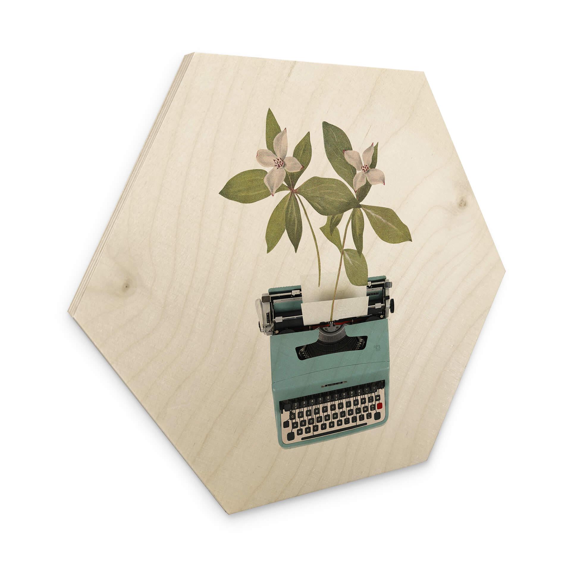 Hexagone - Bois Frida Floral Studio - Machine à écrire botanique