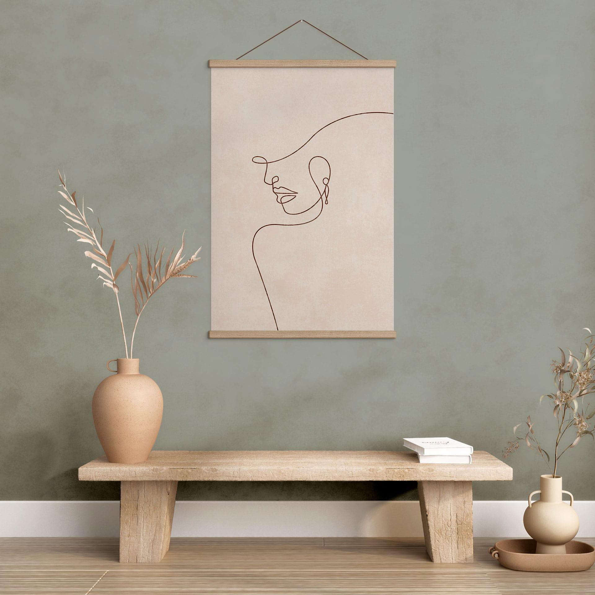 Tekstil plakat Delikate konturer af en kvinde - Line Art - Tunaboylu