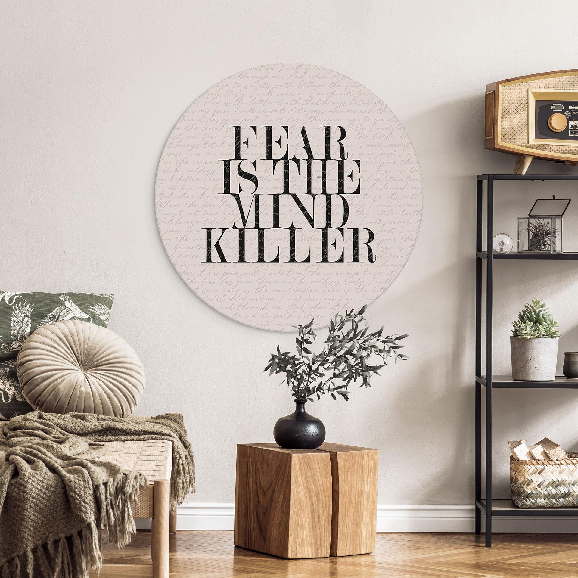 Vægcirkel Filmcitat fra Dune - Fear is the Mind-Killer – print på aluminium (Alu-Dibond)