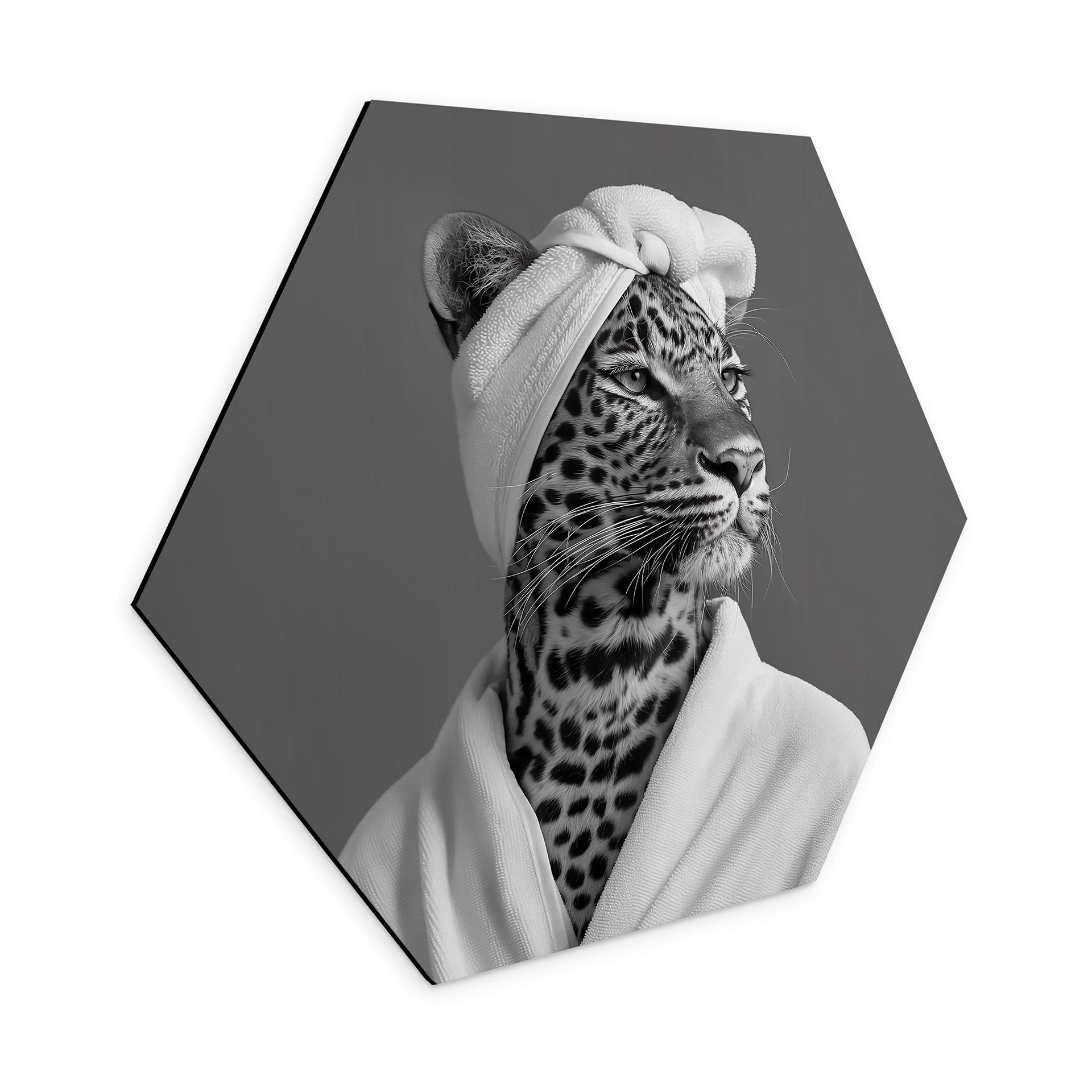 Sekskantet Billede Royale Spa time-out med leopard - Rahner - aluminium dibond