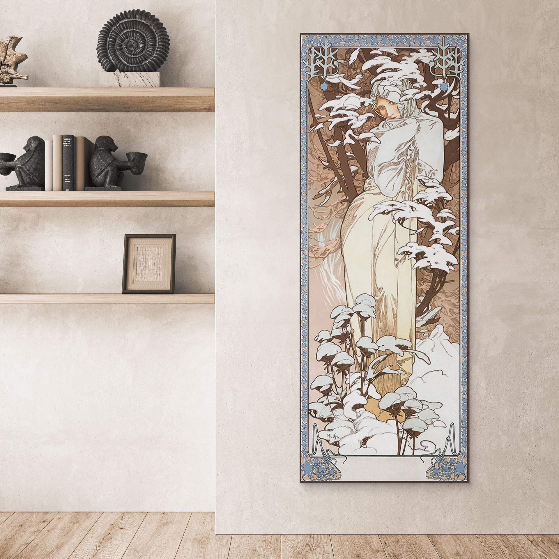 Wandbild Jahreszeiten: Der Winter 1900 - Mucha - Alu-Dibond Panorama