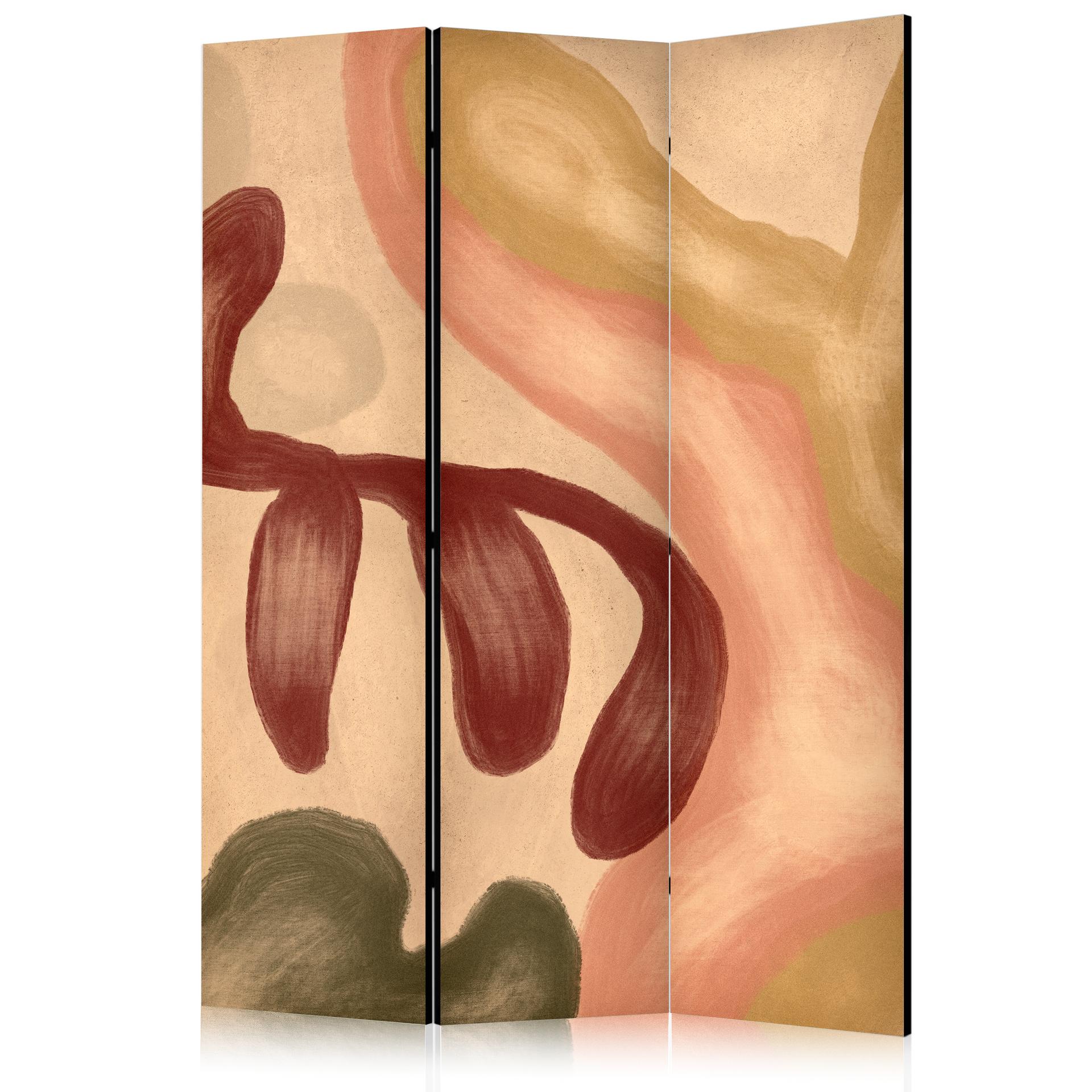 Paravent, Raumteiler freistehend, Trennwand - Worn Figures - Shapes in Lime Wash Technique in Warm C