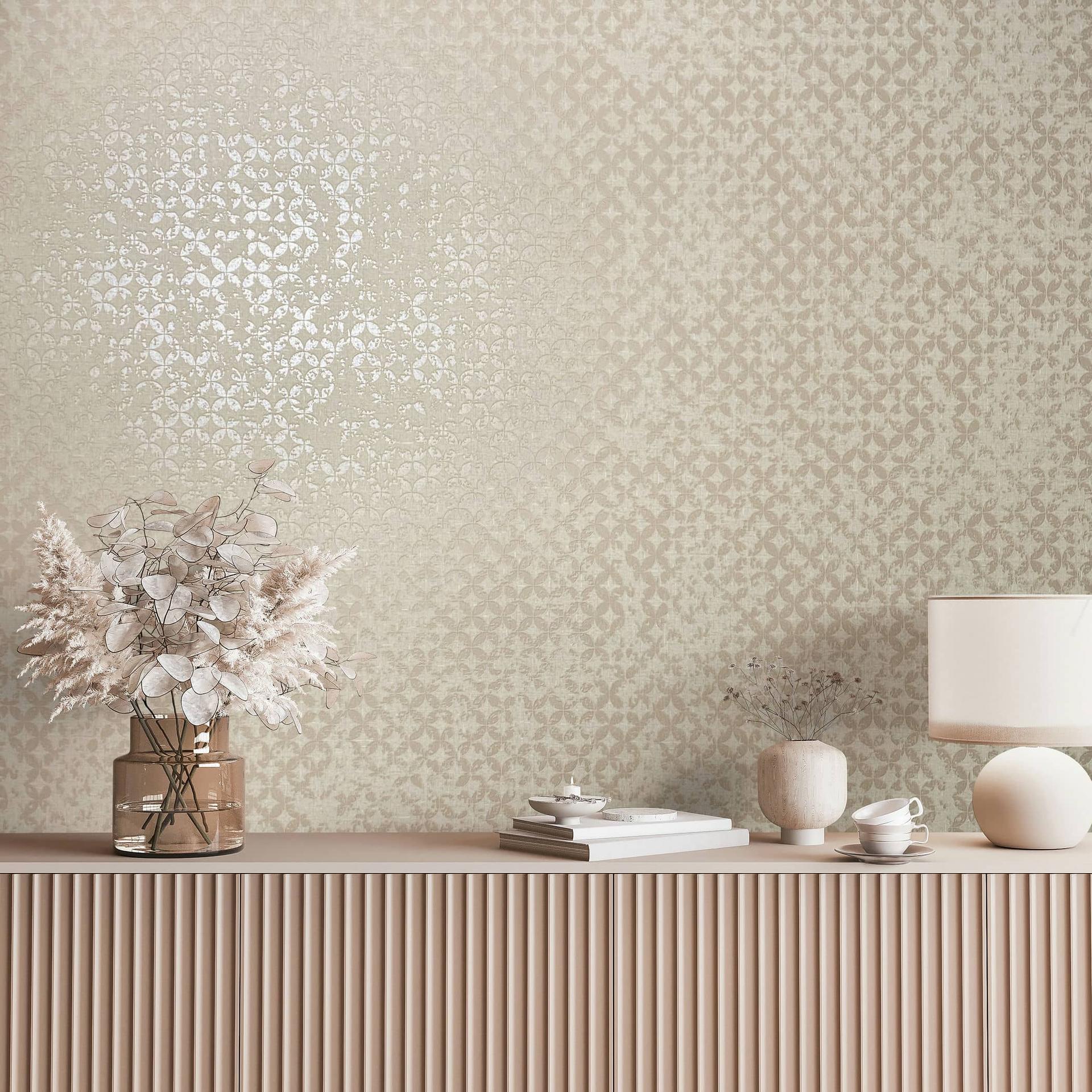 Non-woven tapet i stjerneornamenteret stil beige grafik