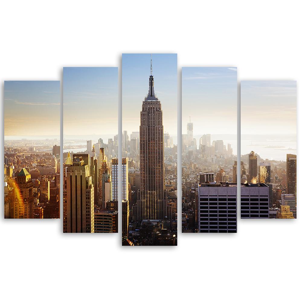 5-delige canvasprint, New York Manhattan City
