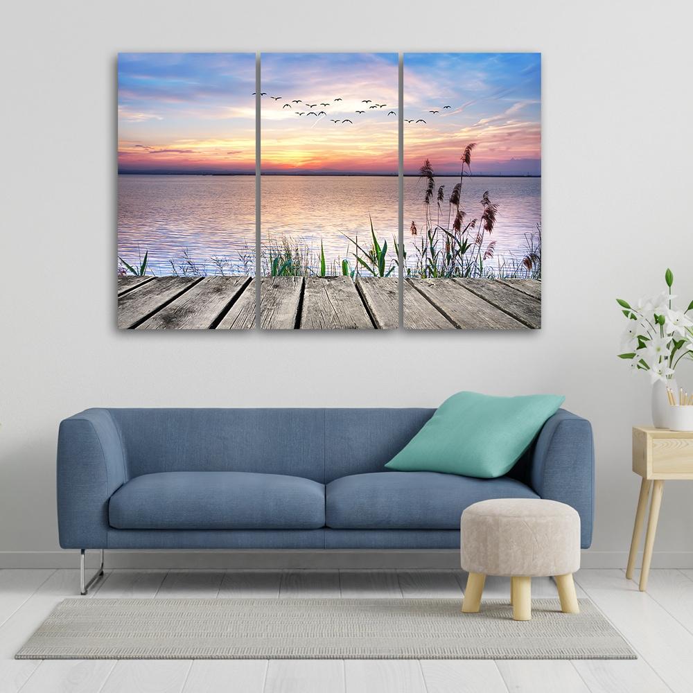 3 stykke lærredsprint, Jetty Beach Sunset