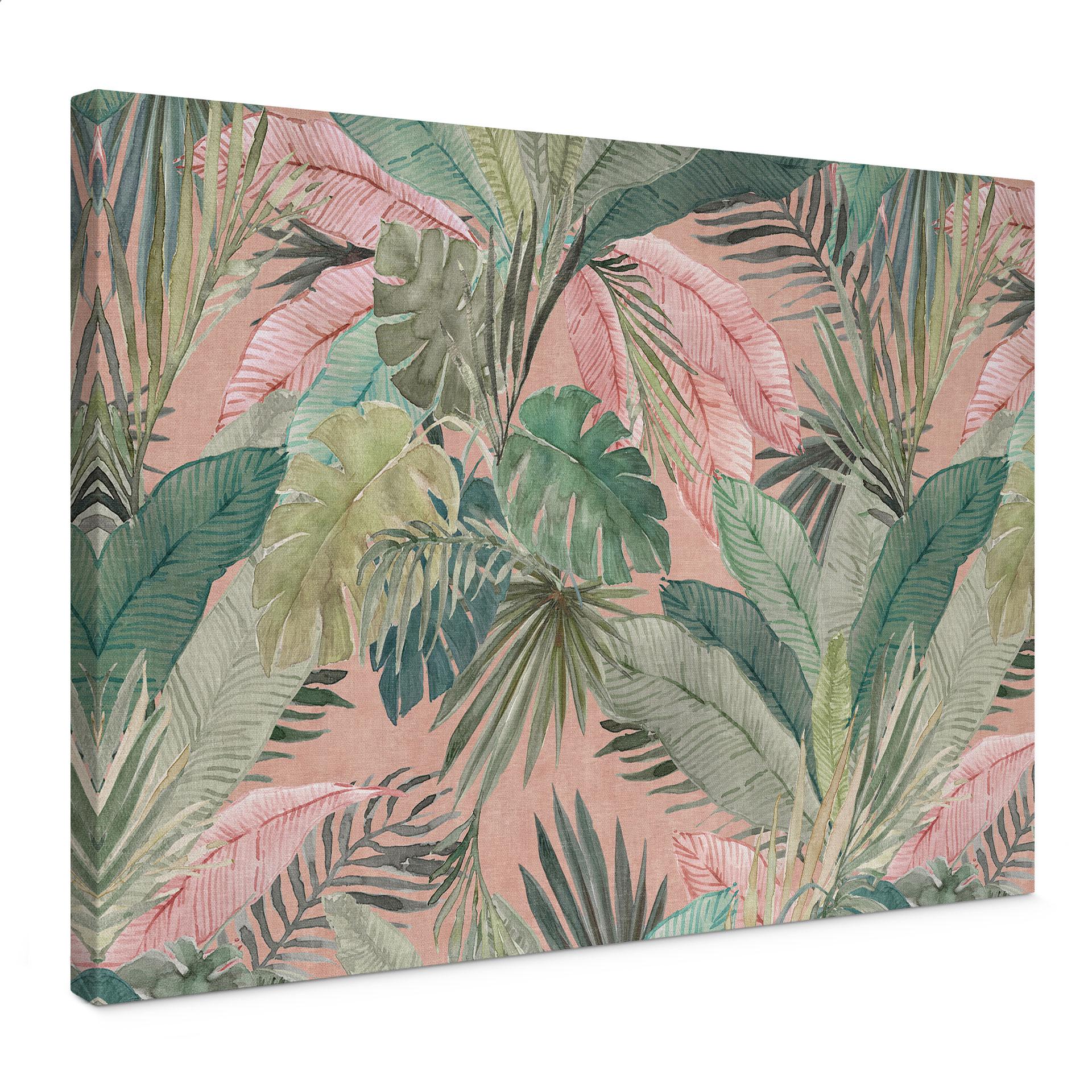 Canvastavla tropiska blad i djungeln rosa - Bloomery Decor