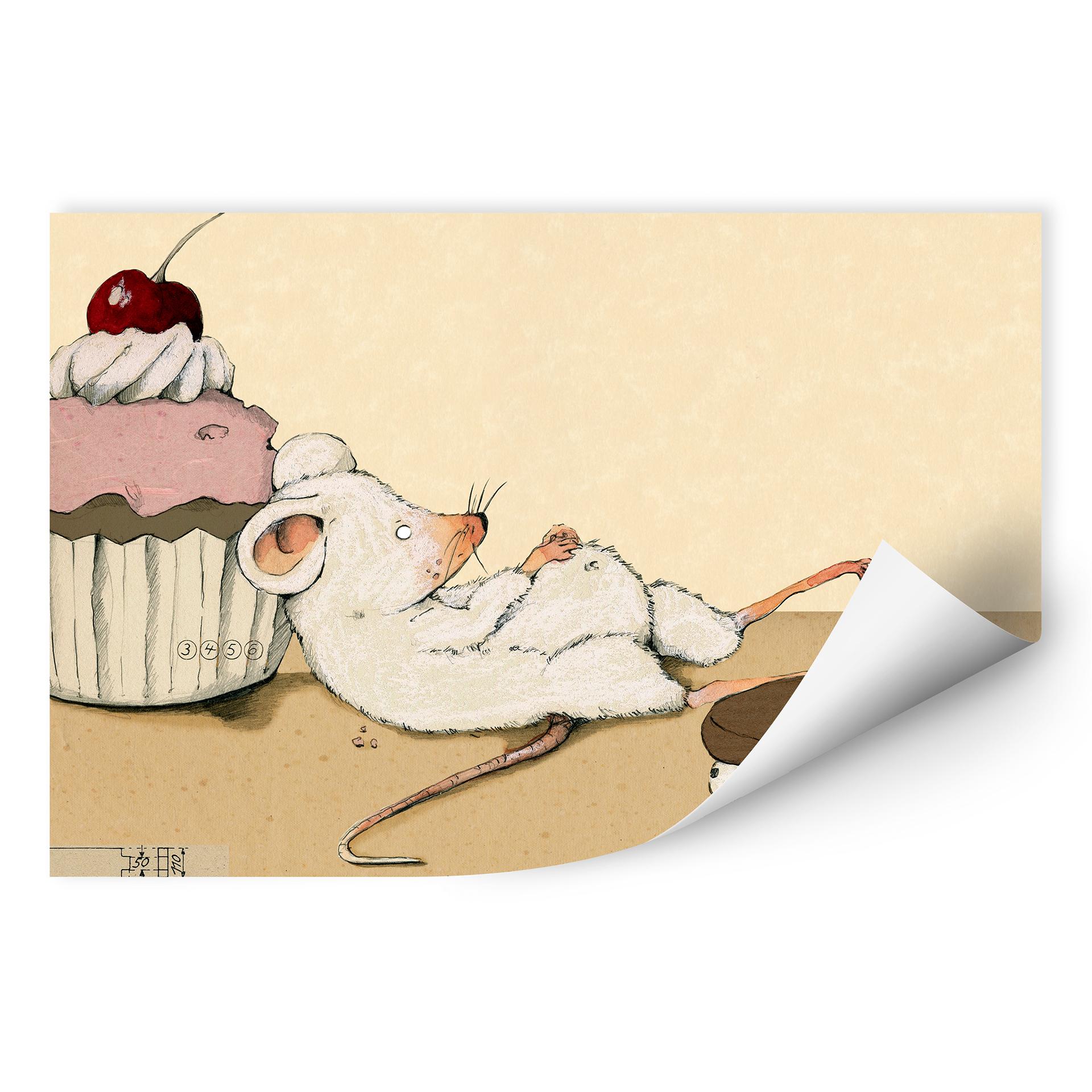 Wallprint Loske - Maus mit Muffin