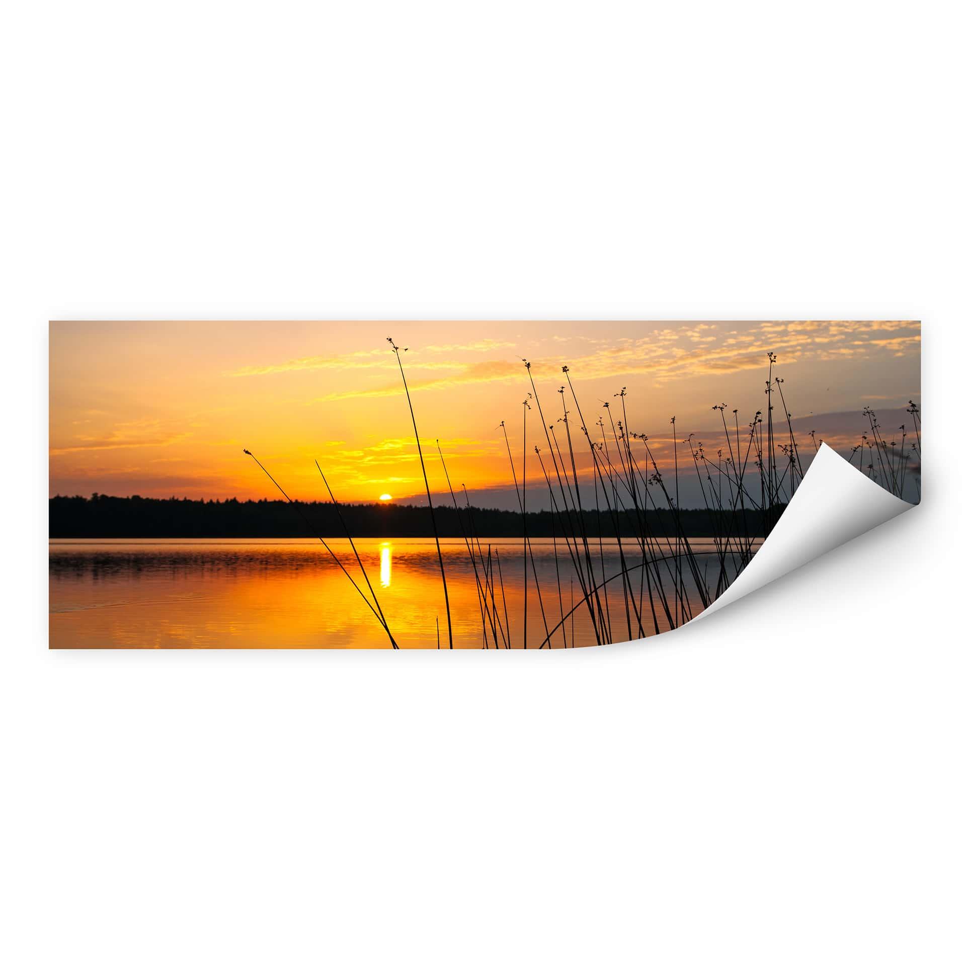 Zelfklevende Poster - Sunset at the Lake