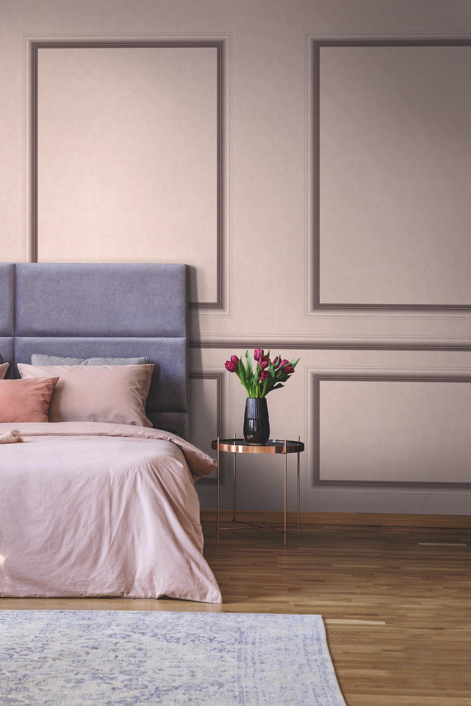 Behangrand in roze met strepen voor woonkamer, slaapkamer 5.00 x 0.088 m