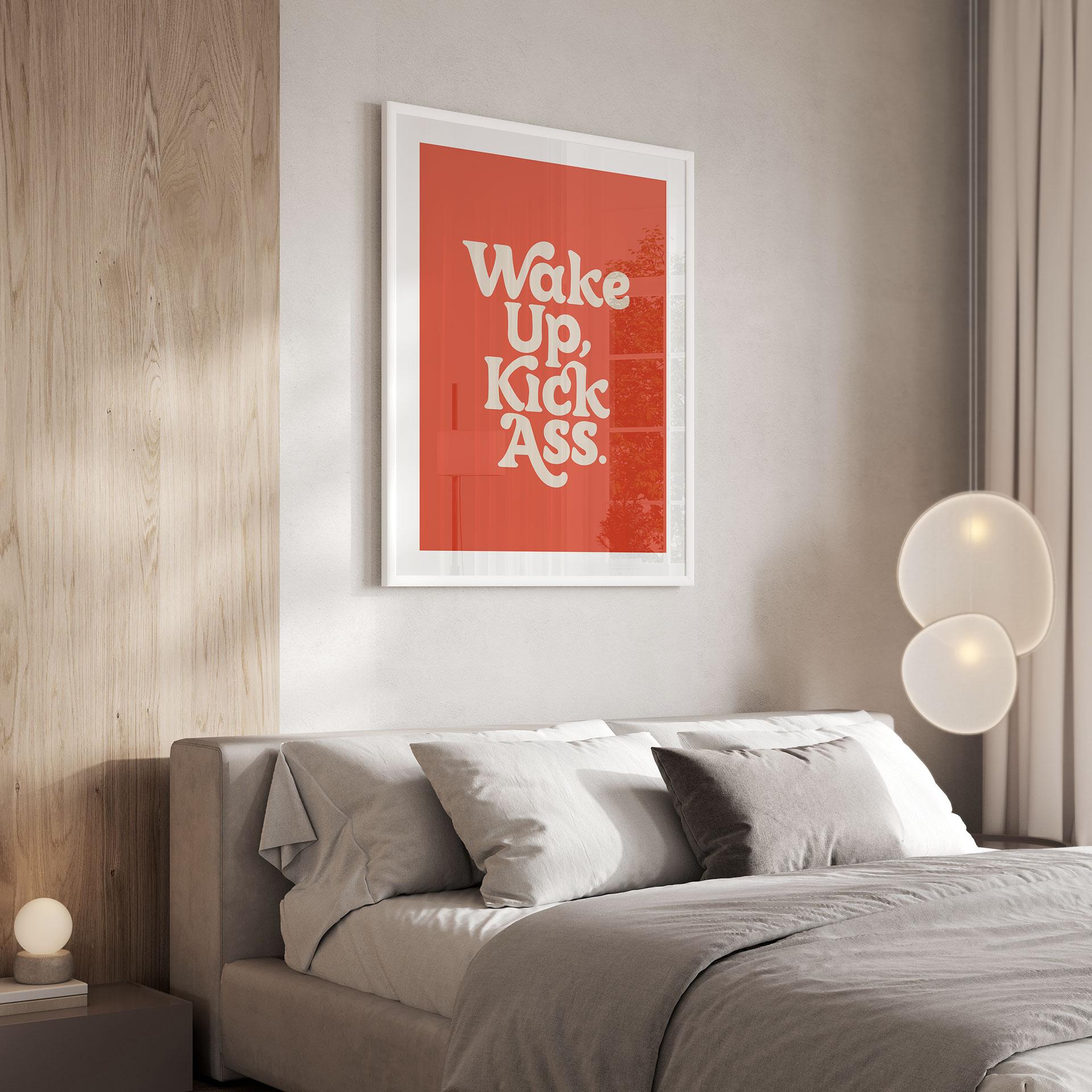 Plakat med slogan Vågn op og spark røv - Wilson