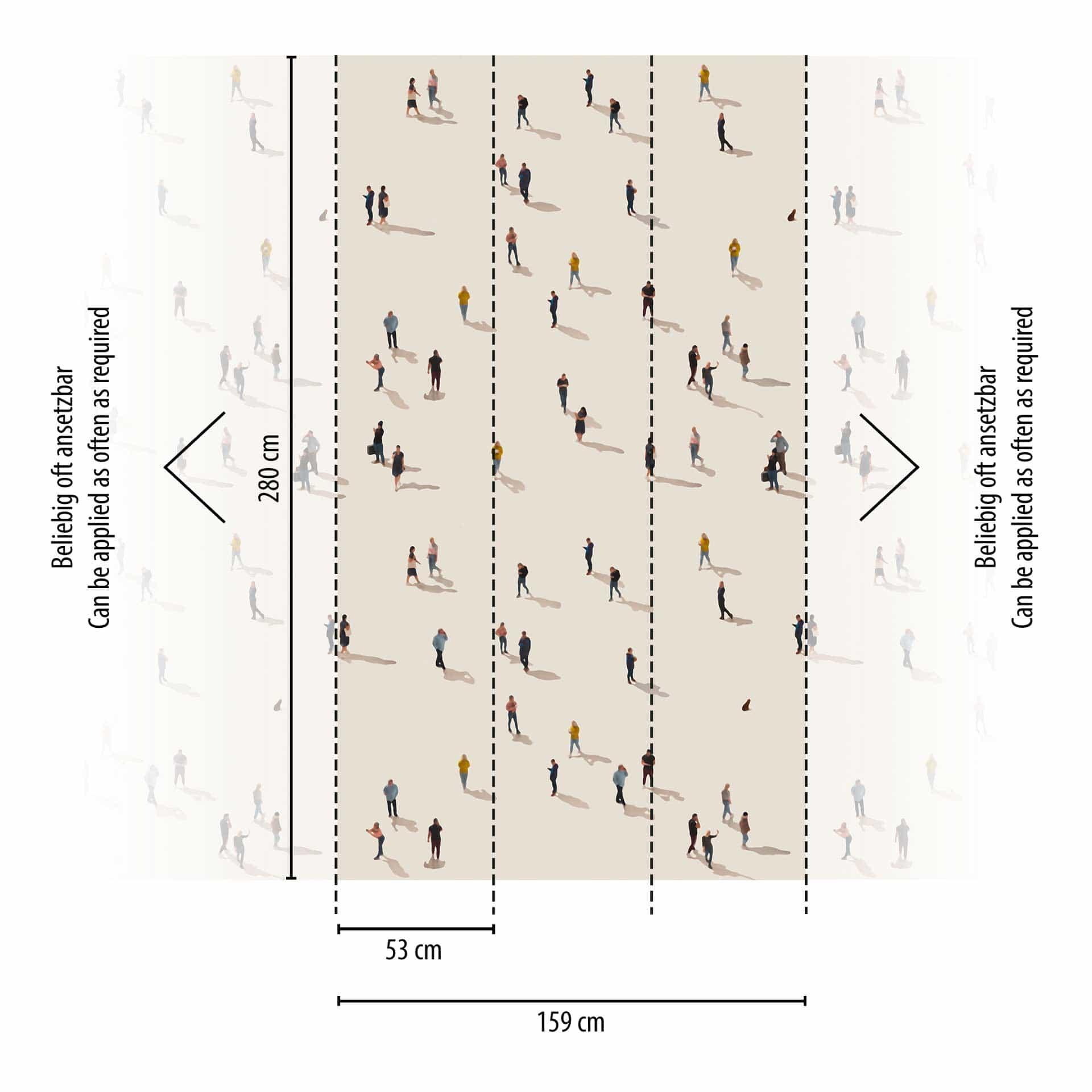 Urban people beige kleurrijk - vliesbehang modern voor woonkamer & kantoor