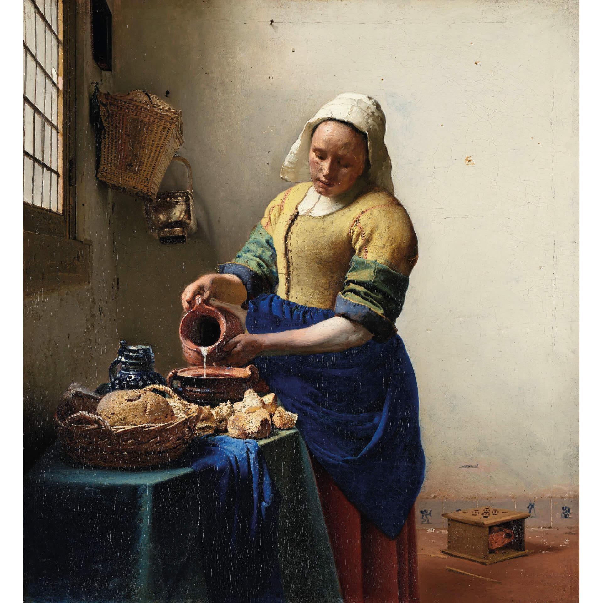 Fototapete Vermeer - Das Mädchen mit dem Milchkrug - 240x260 cm