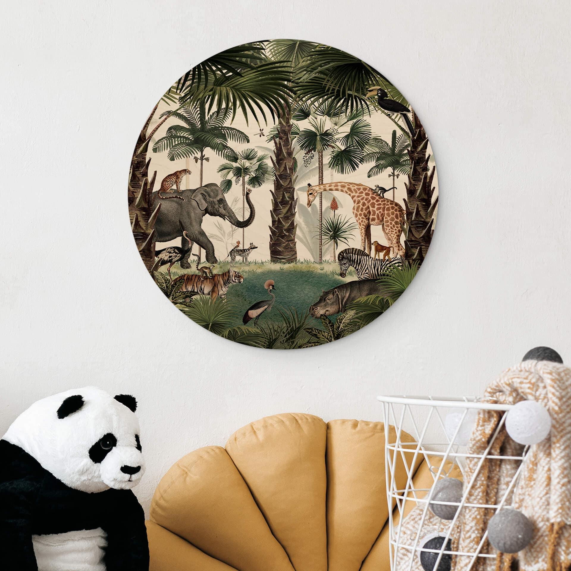 Holzbild Kikki Belle - Königreich der Tiere - Rund