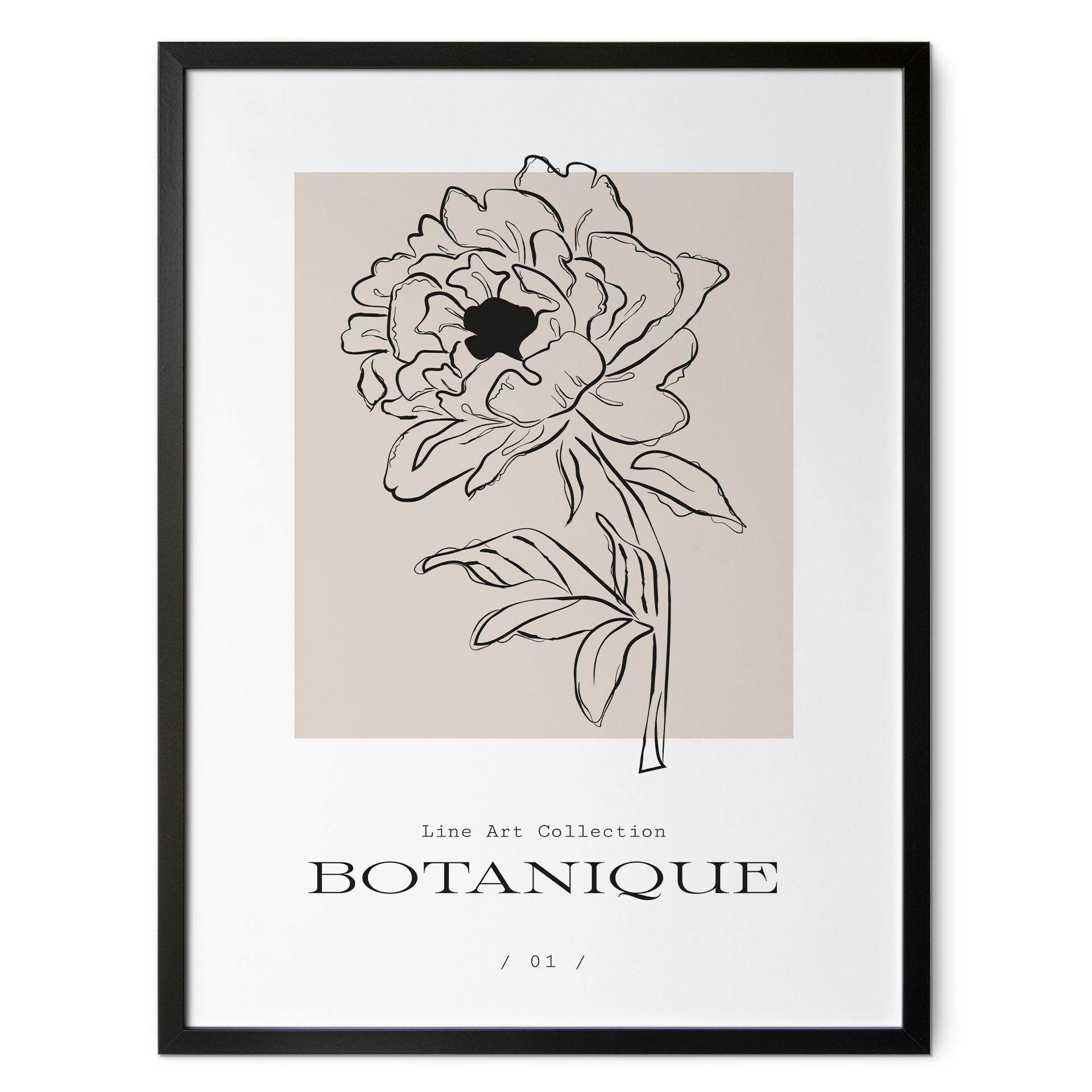 Plakat lineart blomst beige - Treechild