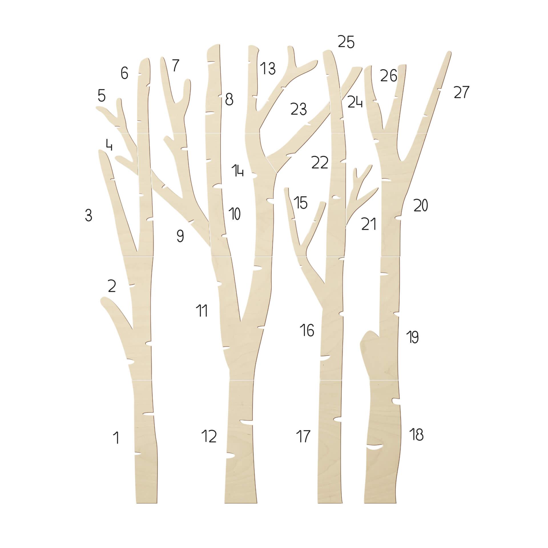 Wanddecoratie Populierenhout Berkenbomen