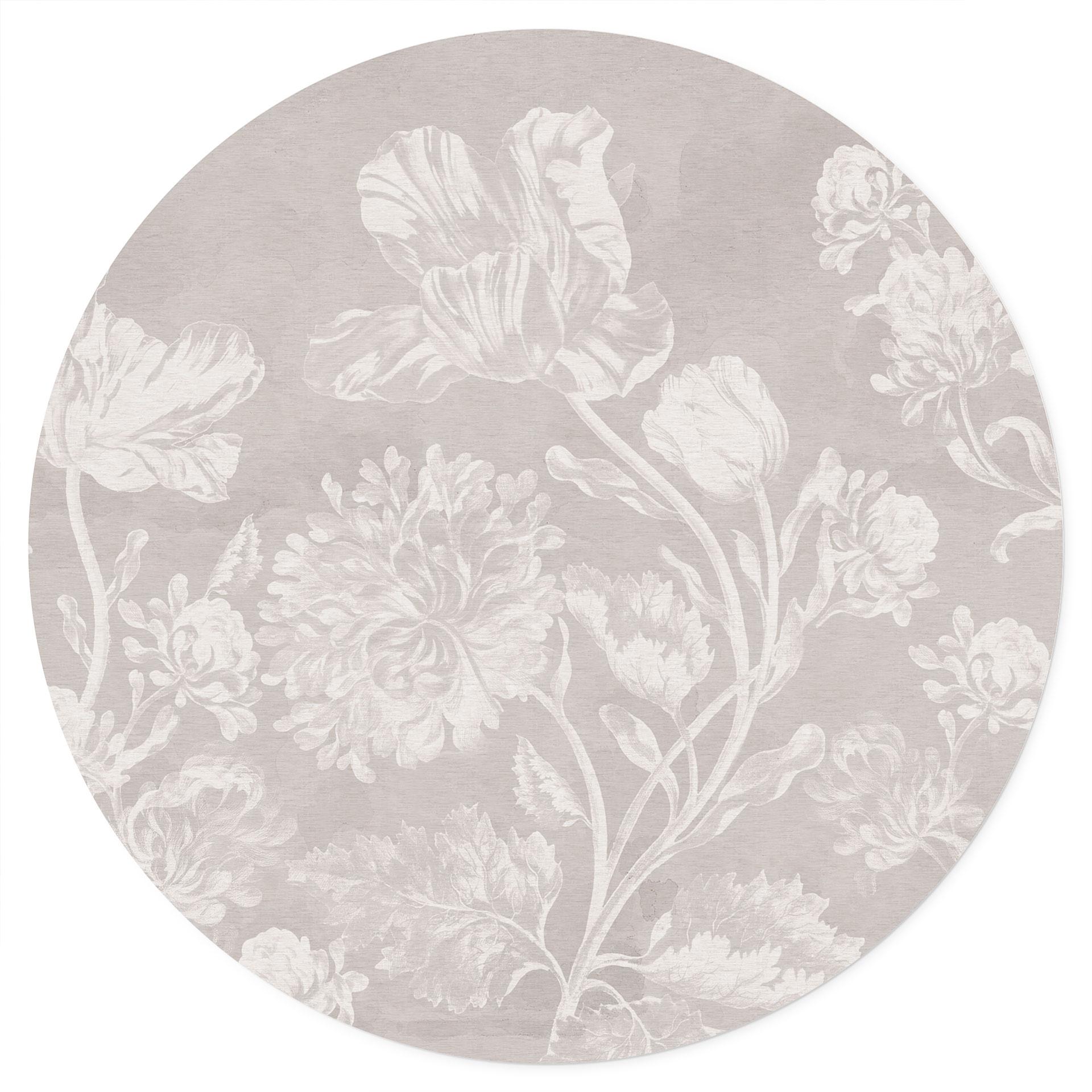Bloemen Muursticker Wildflowers in krijtlook Beige - Bloemdecor - Rond