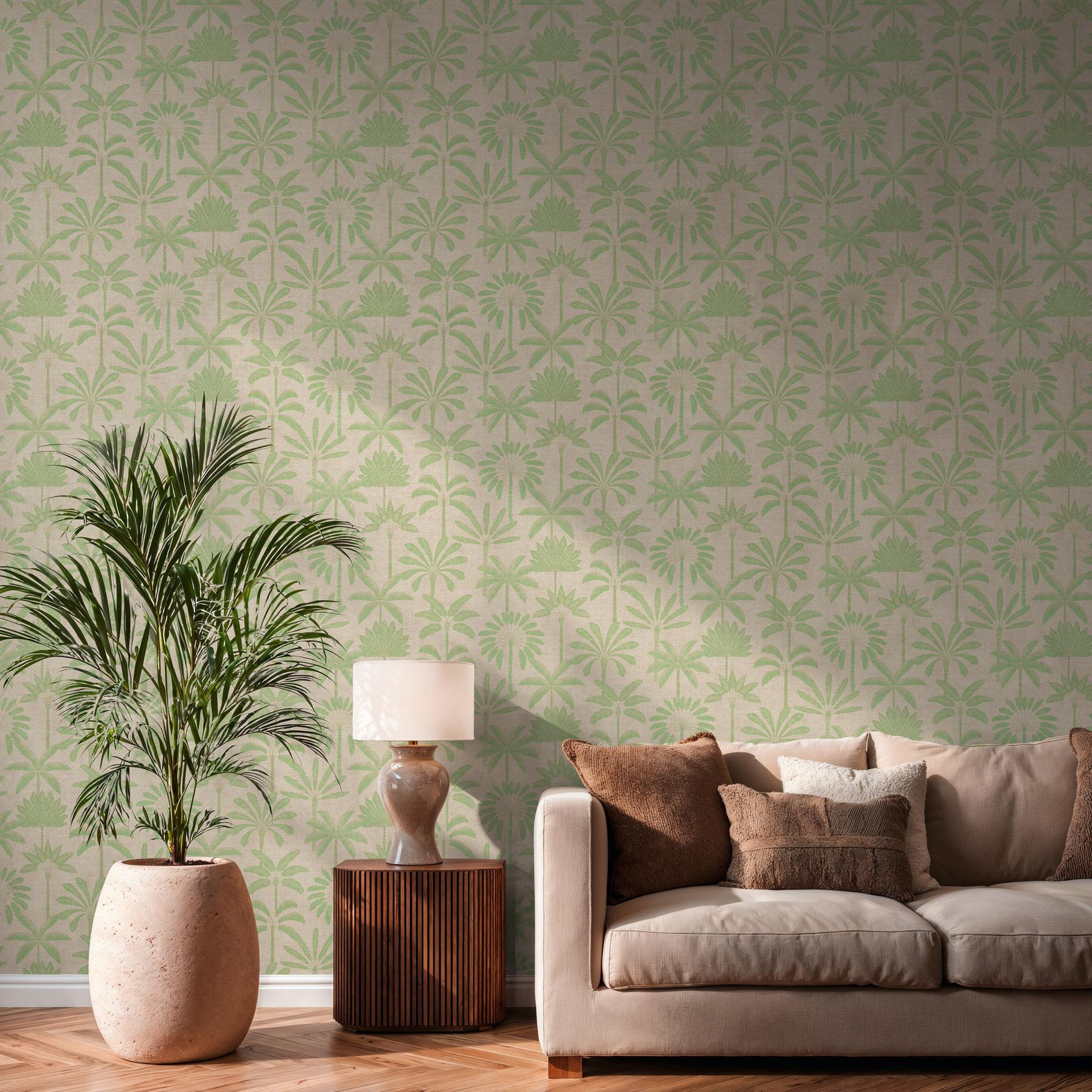 Ikke-vævet tapet palmer beige creme grøn metallic tapet tapet blade natur