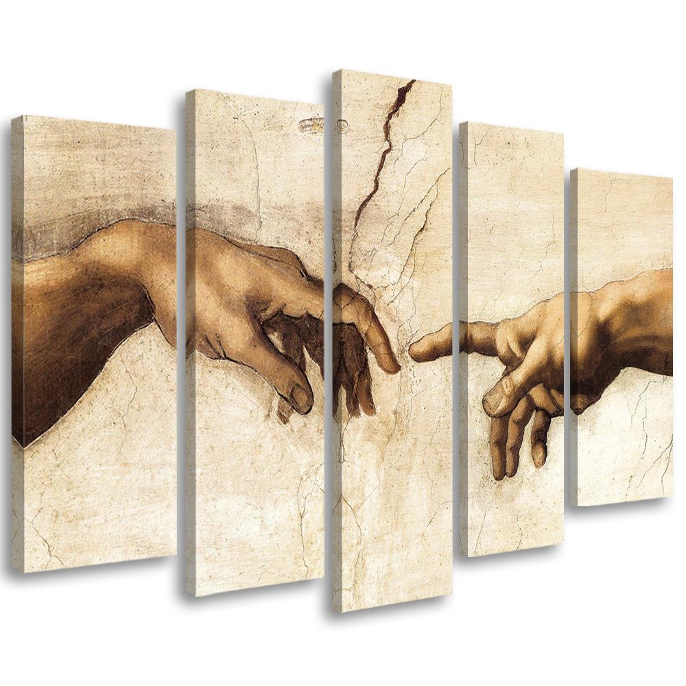 5 stykke lærredstryk Creation of Adam