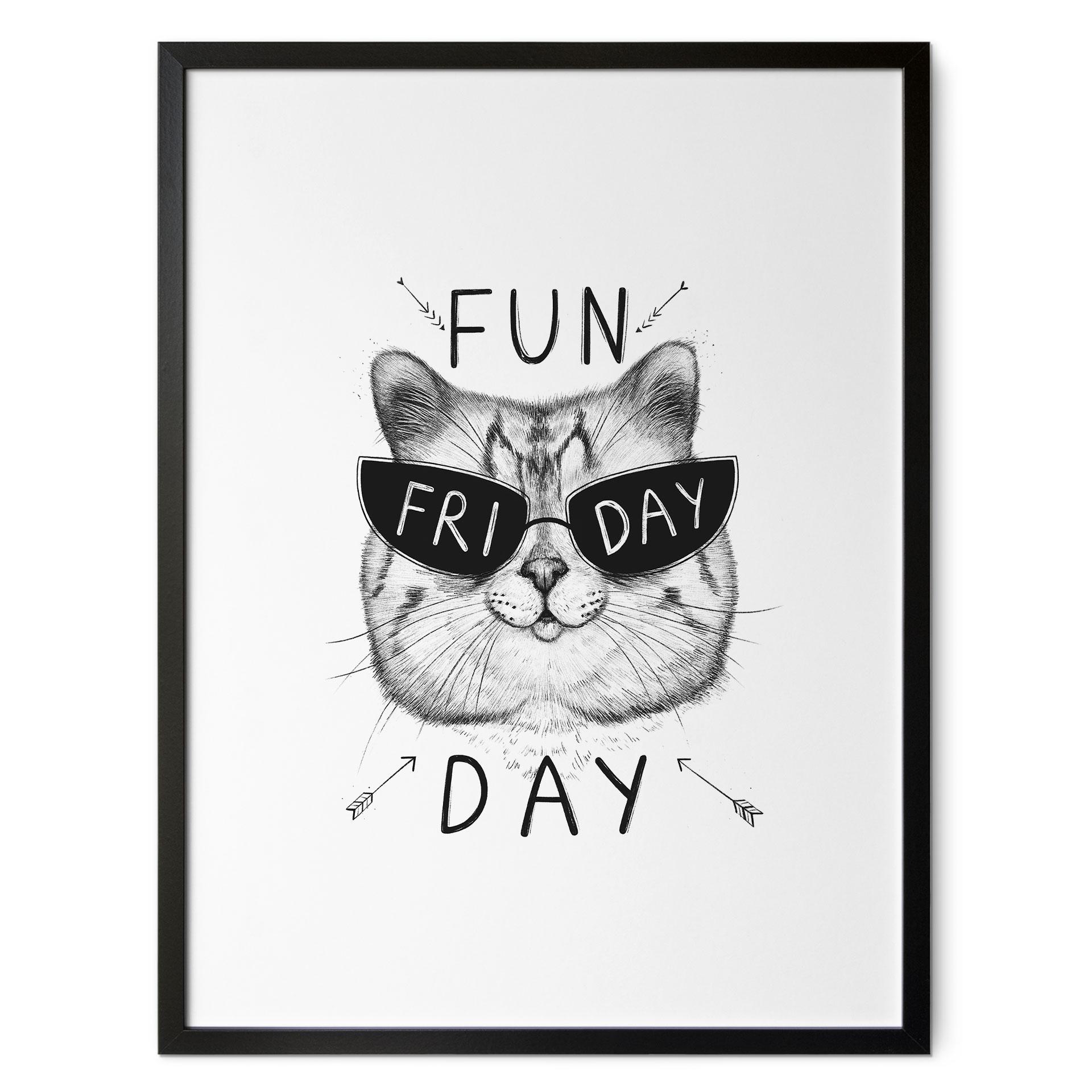 Plakatkat med solbriller - Fun Friday Cat - Korenkova