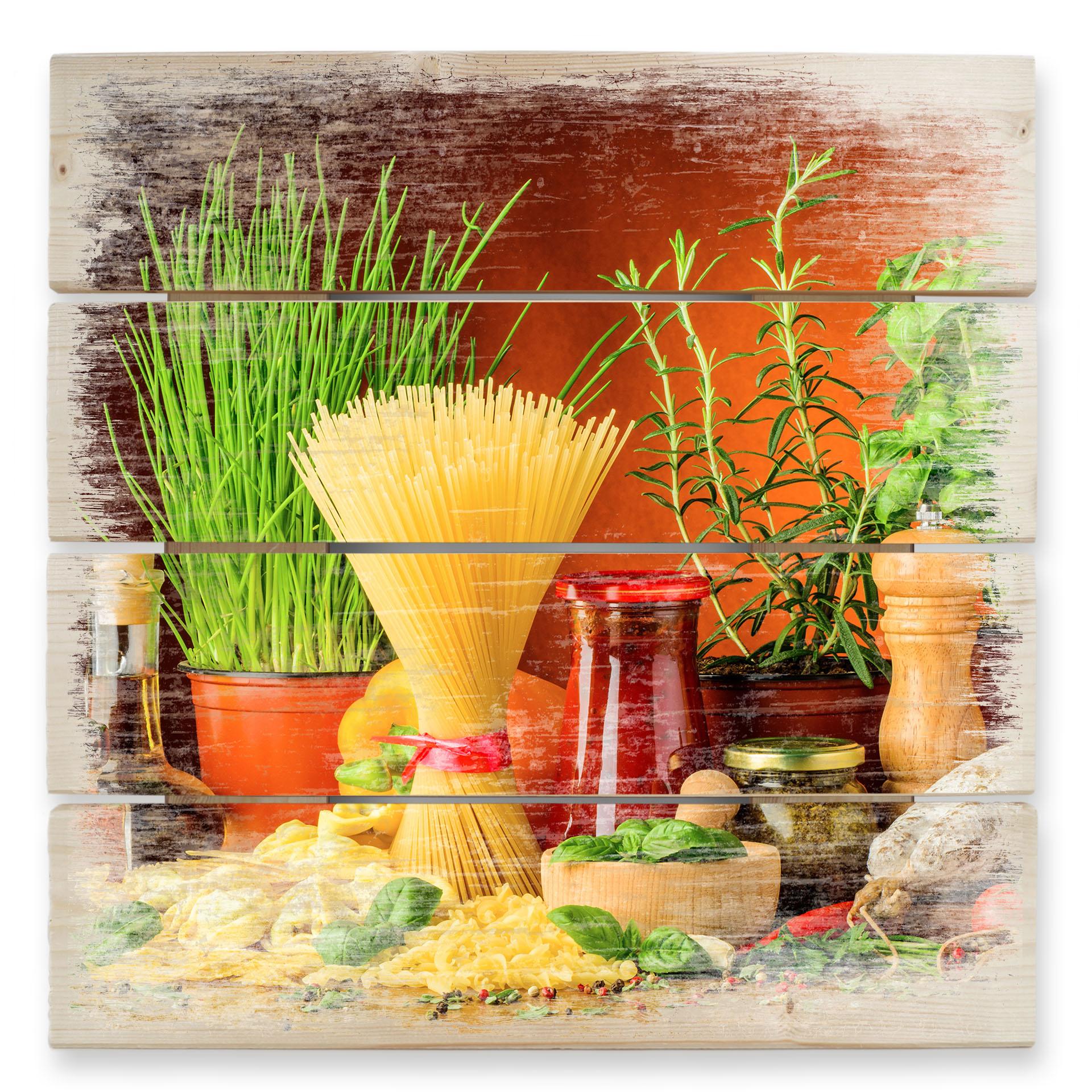 Cuadro de madera cocina italiana - 40x41,5 cm