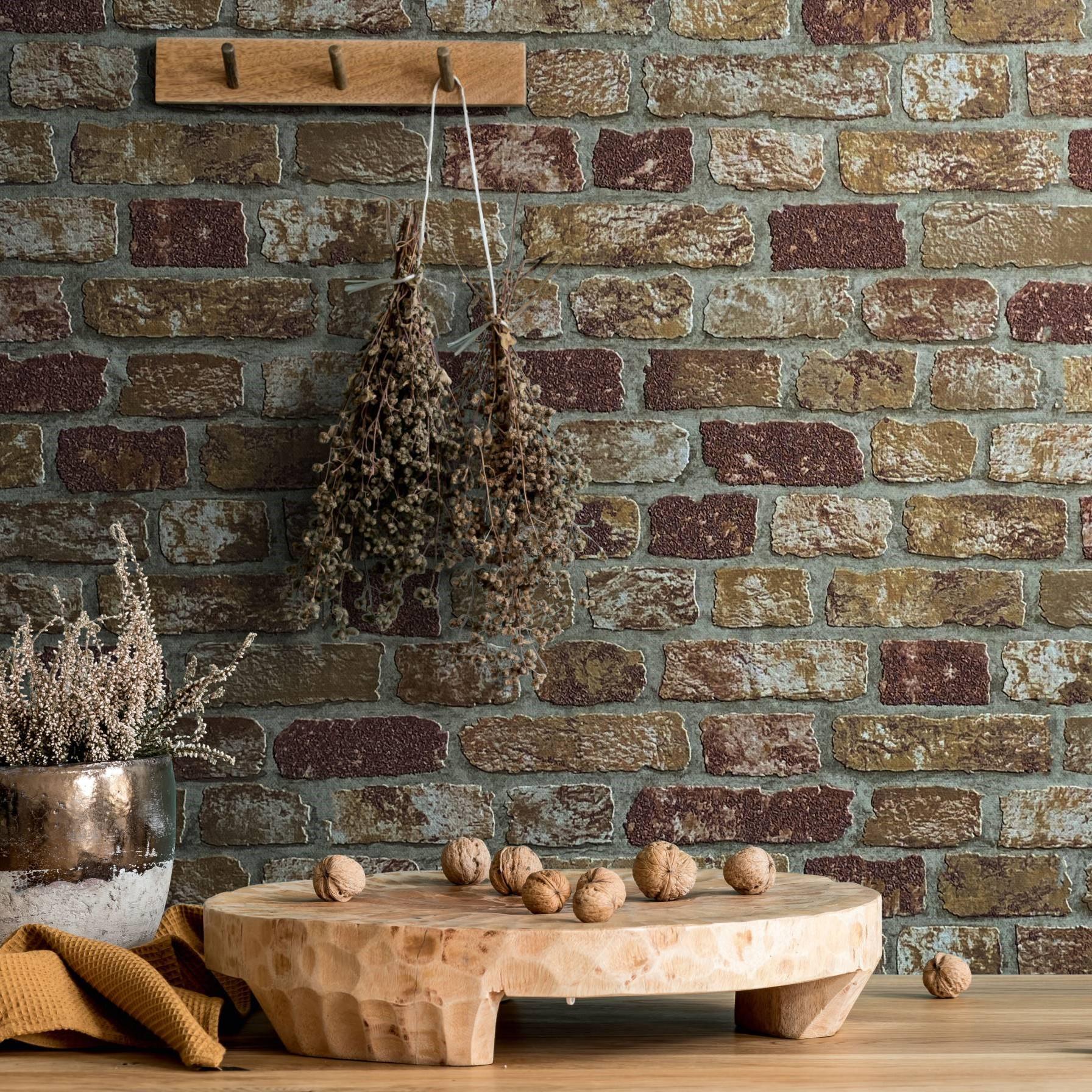 Behang met Stenen Effect, vliesbehang bruin, beige