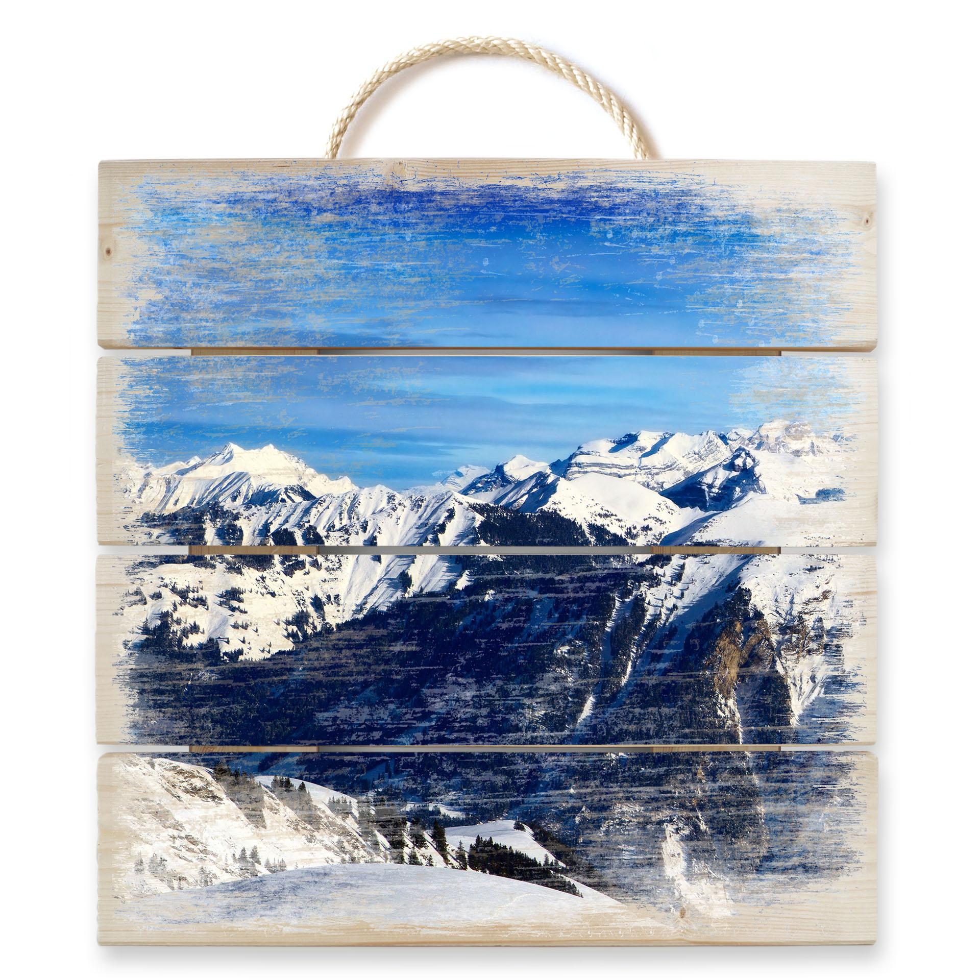 Obraz drewniany Panorama alpejska - 40x41,5 cm