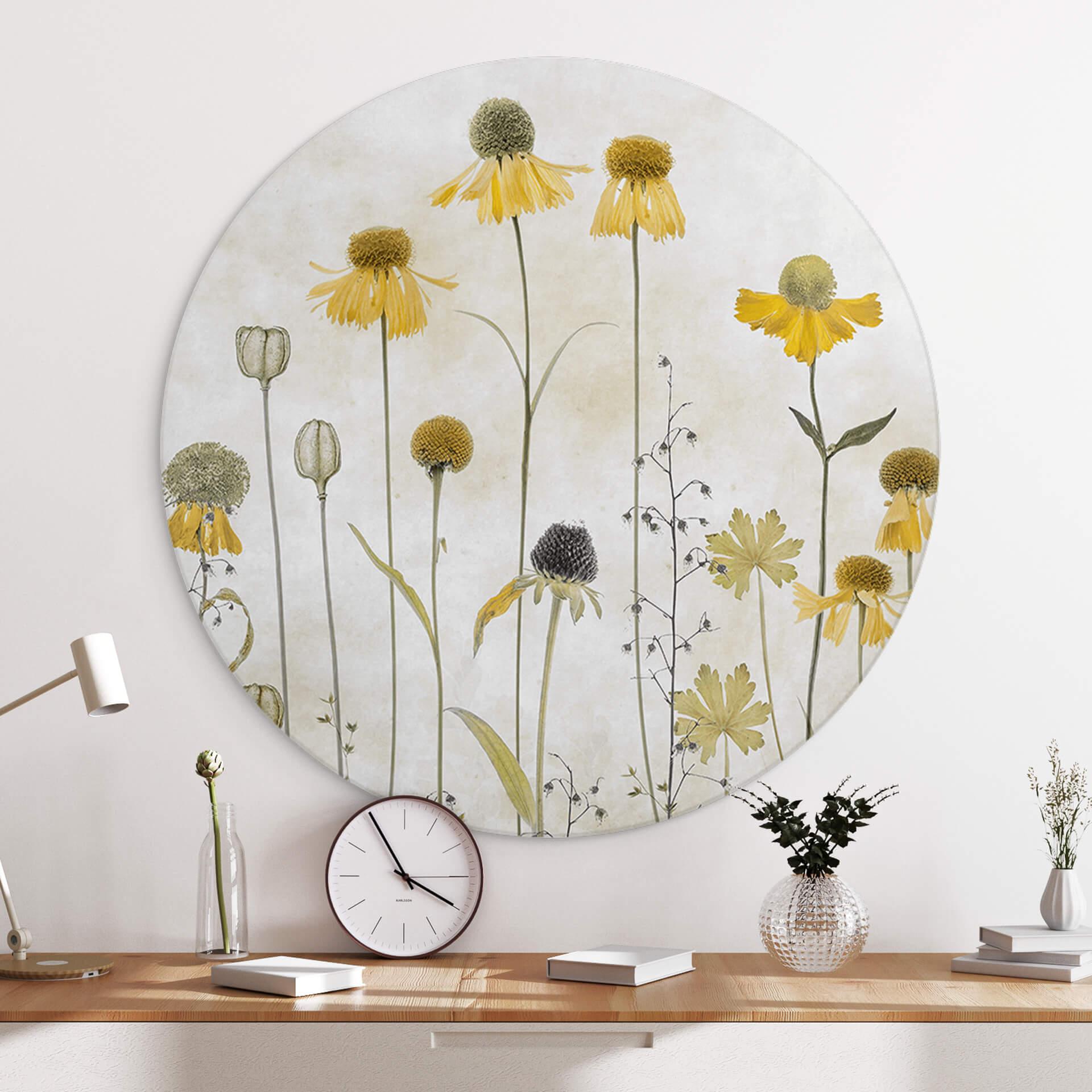 Vægcirkel Disher - Summer Flower – print på aluminium (Alu-Dibond)