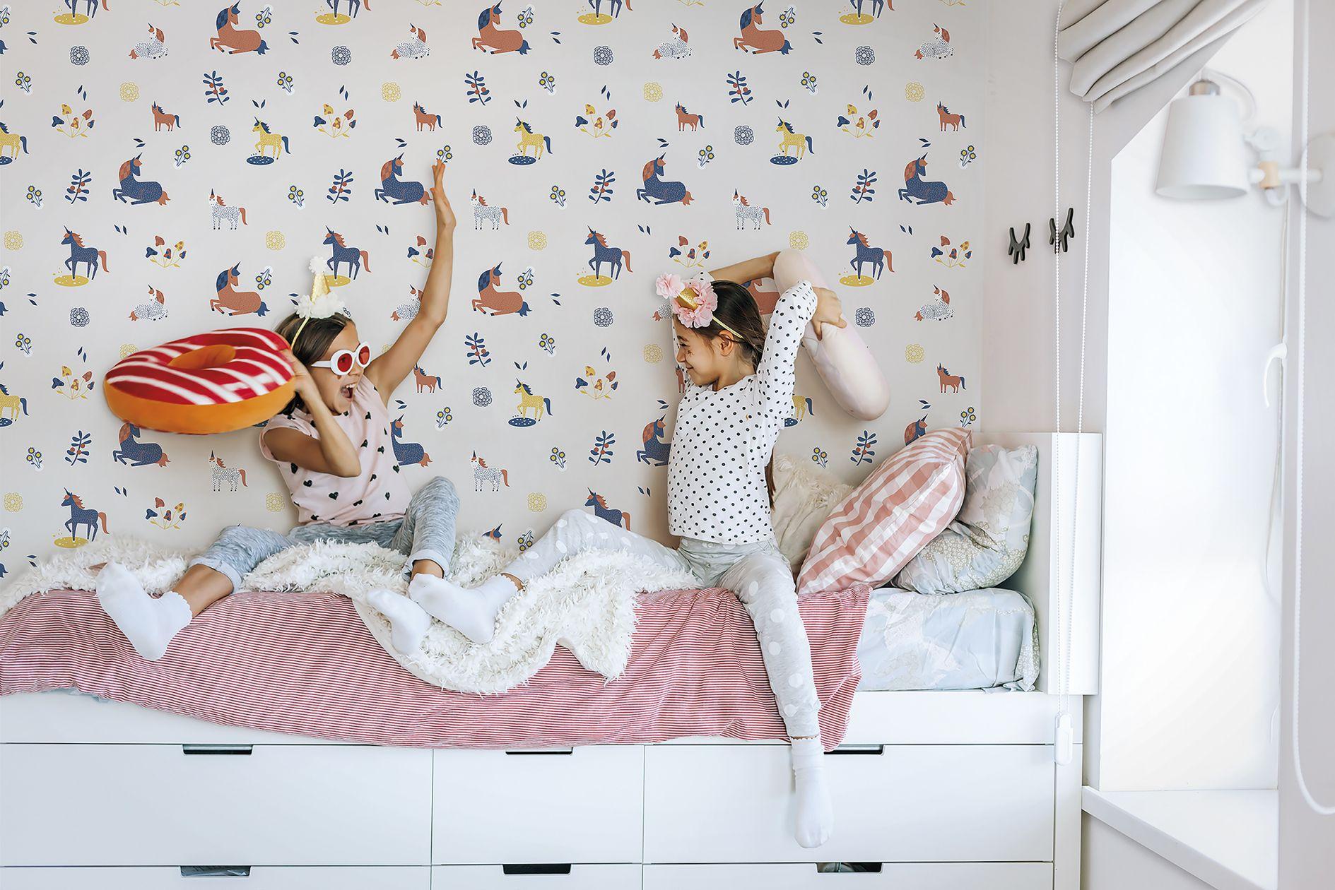 Kinderbehang, vliesbehang met illustratie Kids Walls grijs, kleurrijk