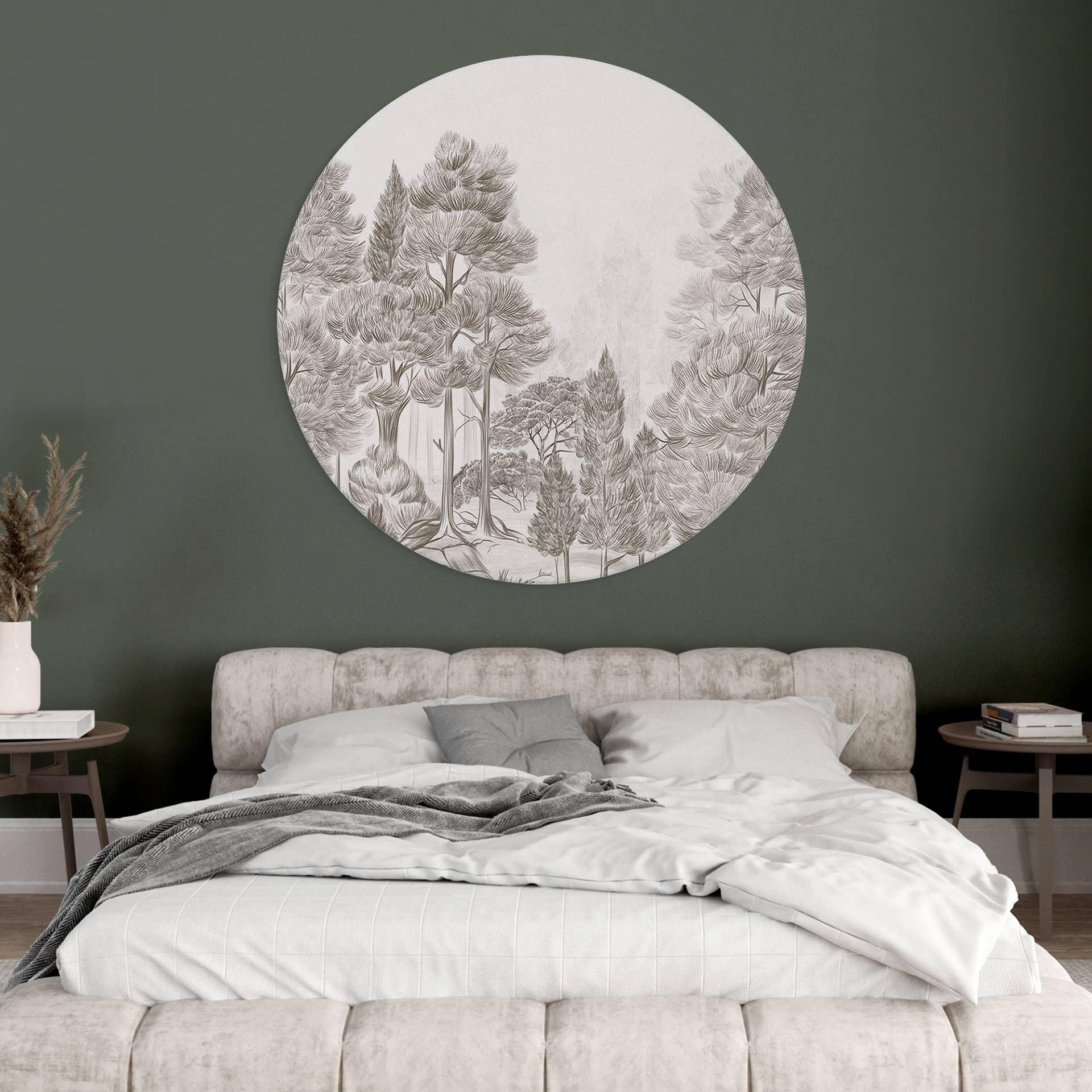Wandbild Wald mit Waldlandschaft in Beige - Ms Tiff - Alu-Dibond Rund