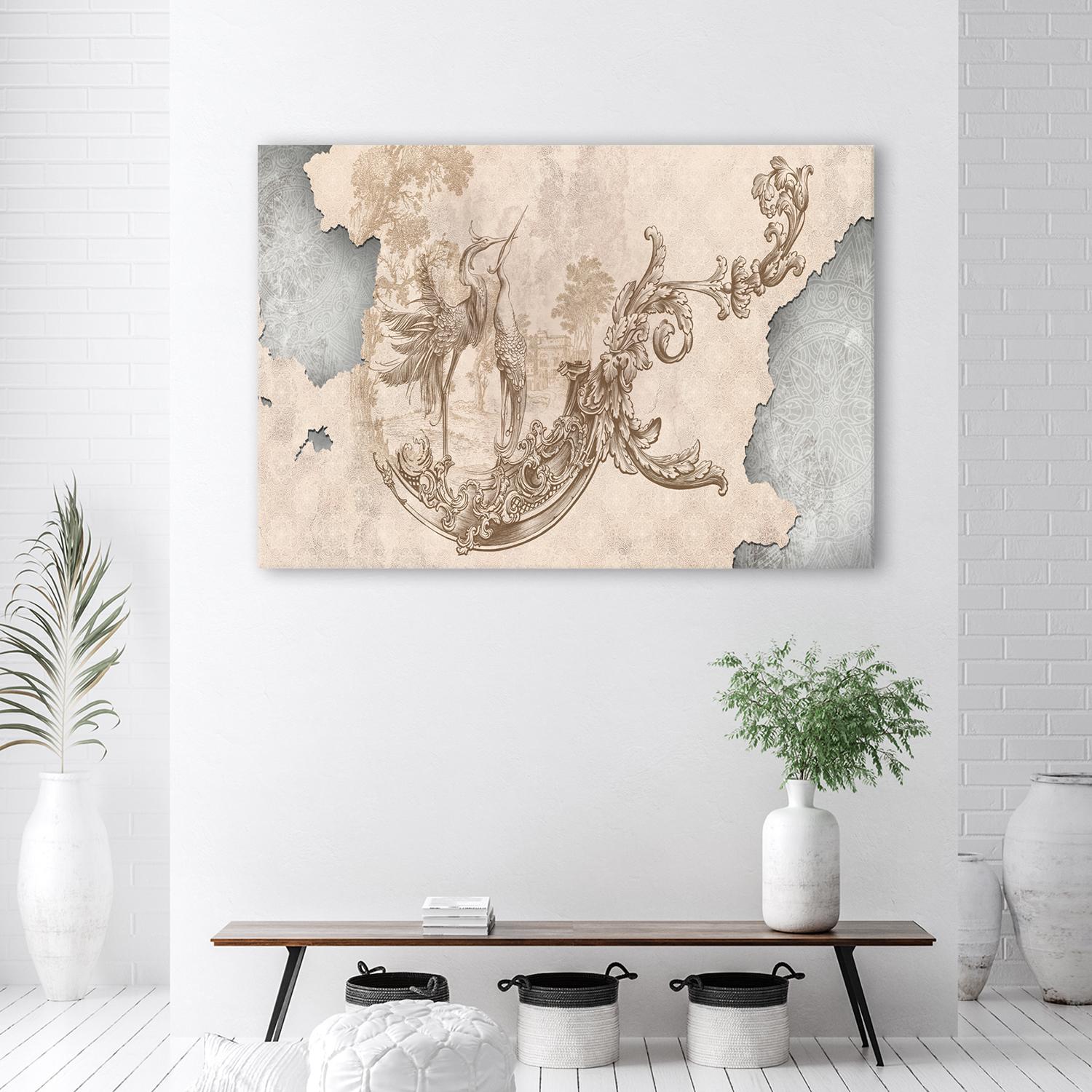 Canvasbillede, Fugle og blade fresco