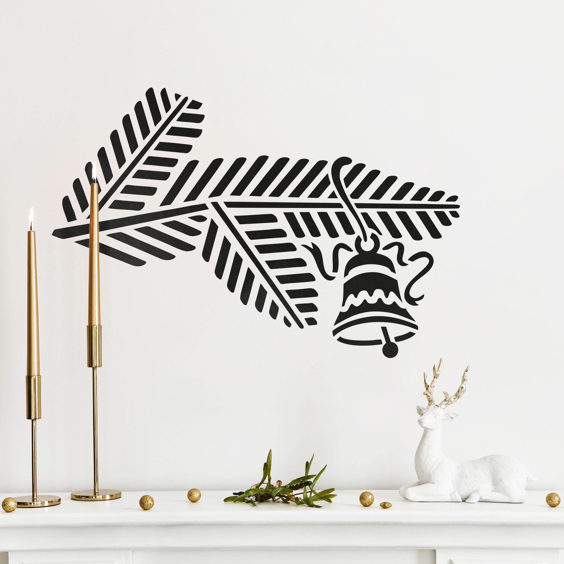 Wandtattoo Weihnachten - Tannenzweig mit Glöckchen