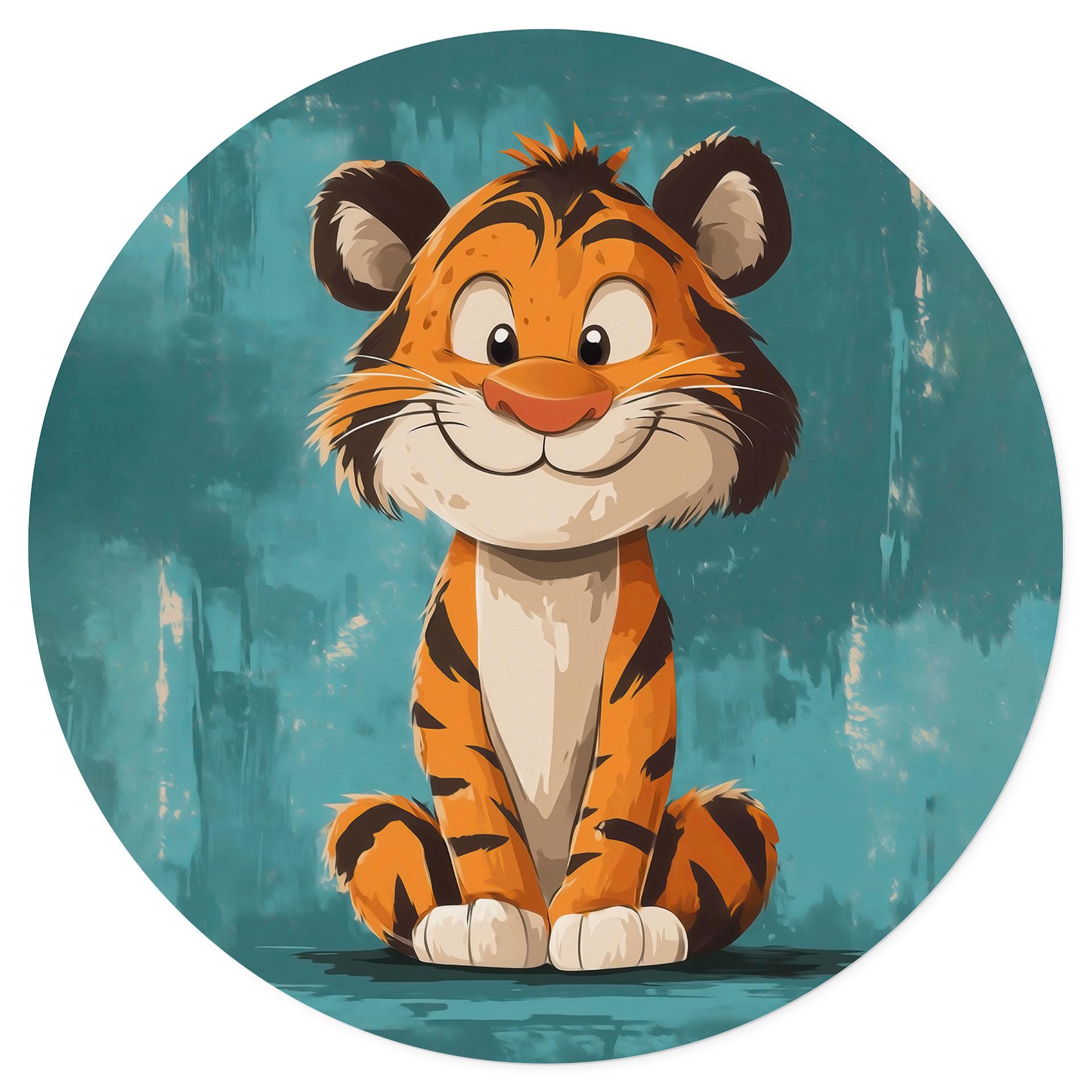 Vinilo decorativo habitación infantil Cachorro de tigre feliz - Magnusson - Redondo