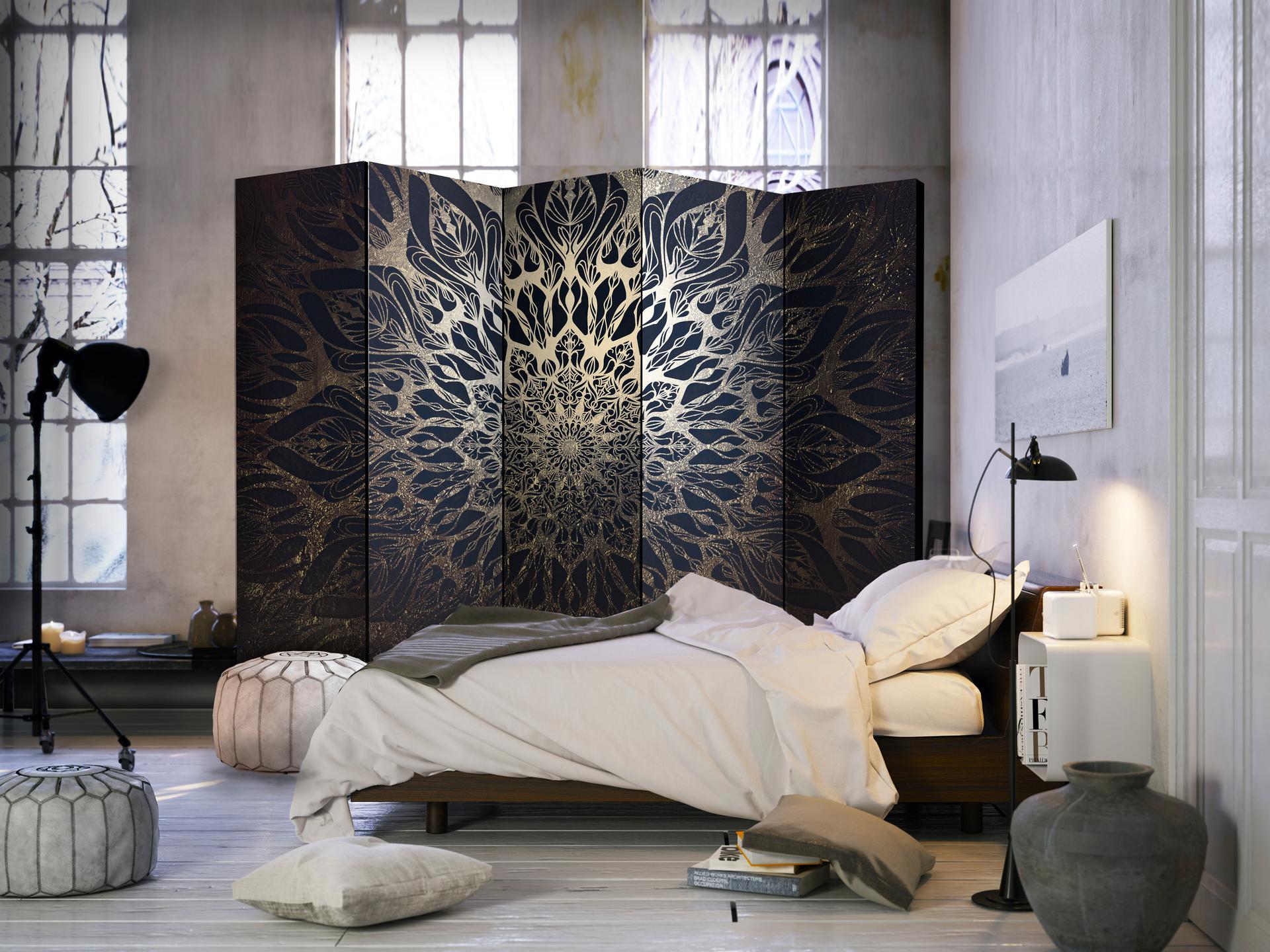 Divisorio - Ragnatela (marrone), 5 pezzi - 225x172 cm