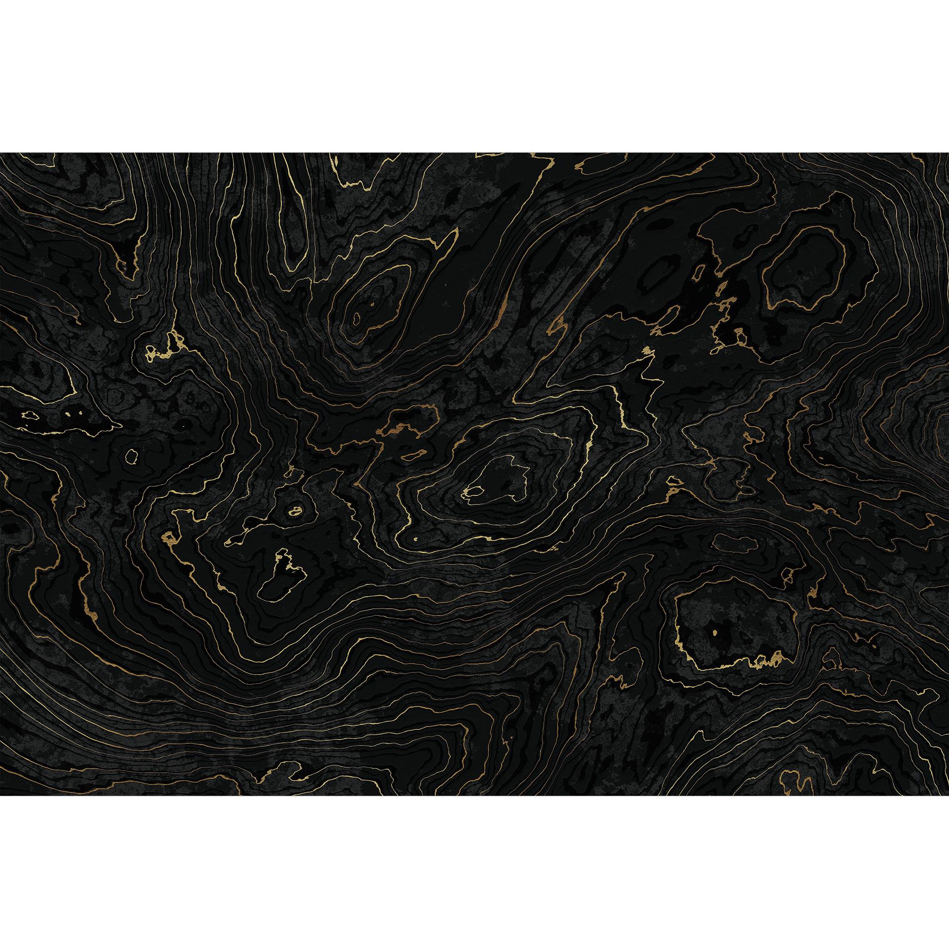 Zwart en goud abstract lijnen behang - Amini