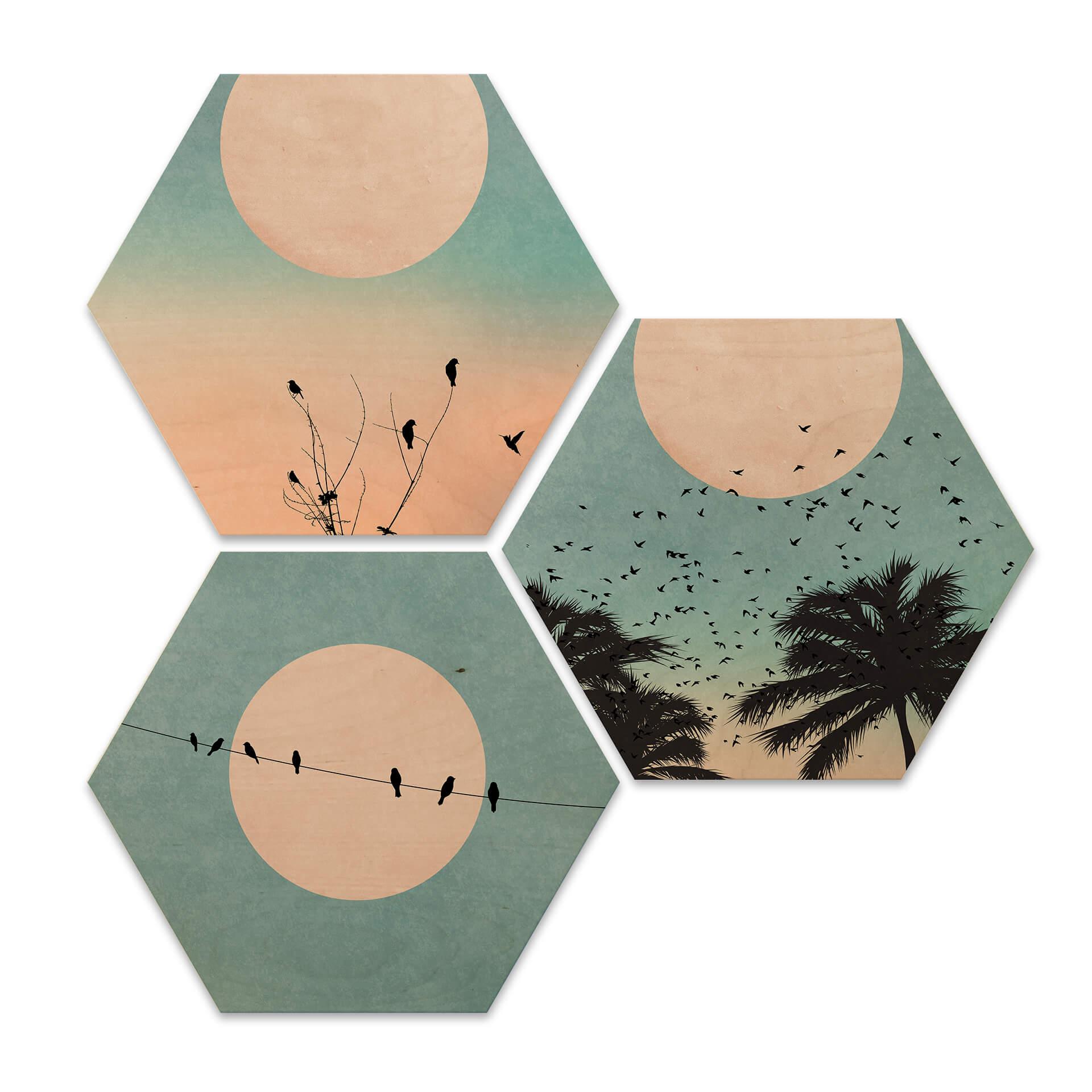 Esagoni in legno Kubistika - Lune (set n.3 pezzi)